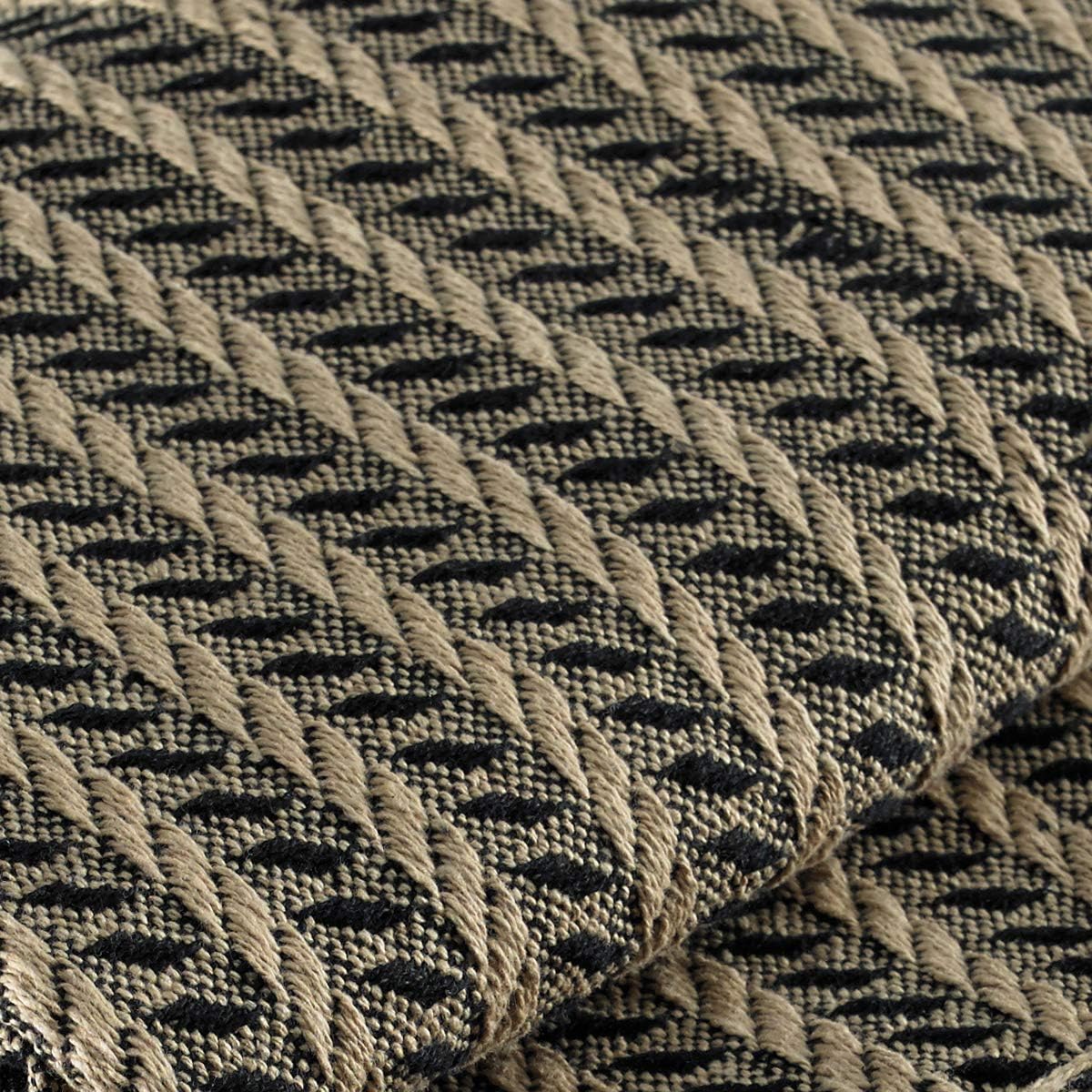 Park Designs Cable Throw Blanket Black & Tan | 50" x 60" Soft Cotton Knit | Cozy Boho Throw Blanket for Couch, Bed & Travel | Lightweight Decorative Home Décor Accent | Small Spring Plush Blanket