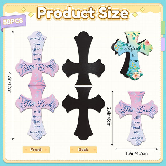 50Pack Magnetic Bookmarks Christian Bookmarks Bulk Cross Bible Bookmark for Reading Women Men Kids Teacher Book Lovers Gifts, Religious Magnet Bookmark Clips Cute Personalized Book Markers (Flower)