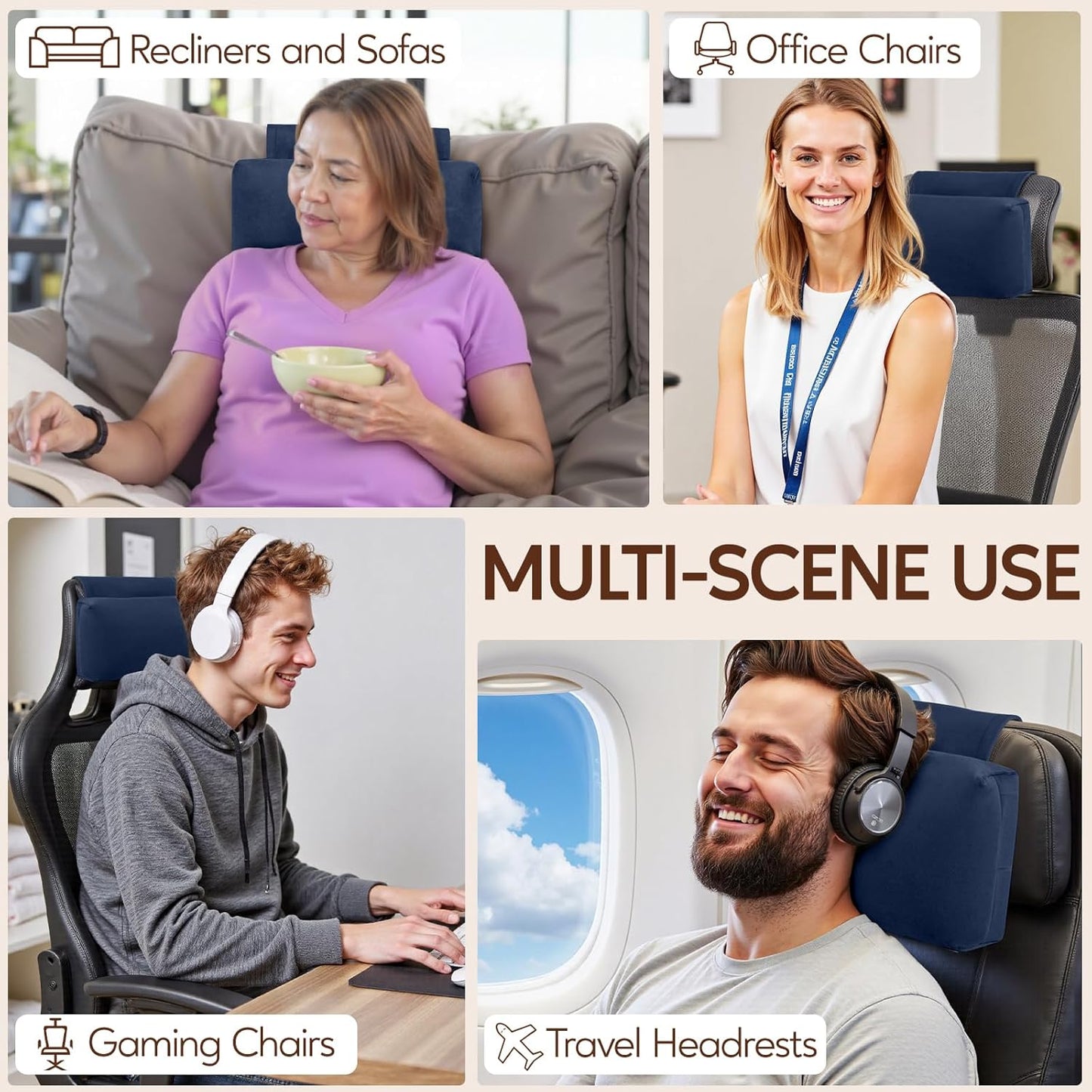 Neck Pillow for Recliner Chair, 14" Adjustable Recliner Pillow for Headrest, Soft Velvet Weighted Back Non-Slip Head Pillow for Recliner, Couch, Chair, Sofa