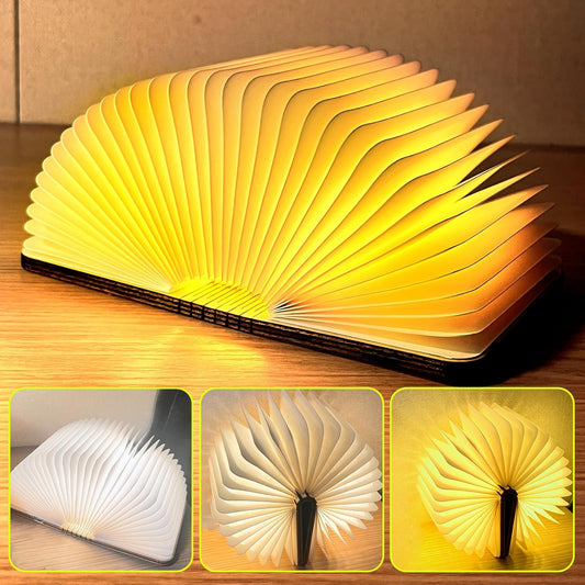 Wooden Book Light, Book Lovers Gifts, Foldable Book lamp for Christmas Gift, Home and Office Decoration Gift idea