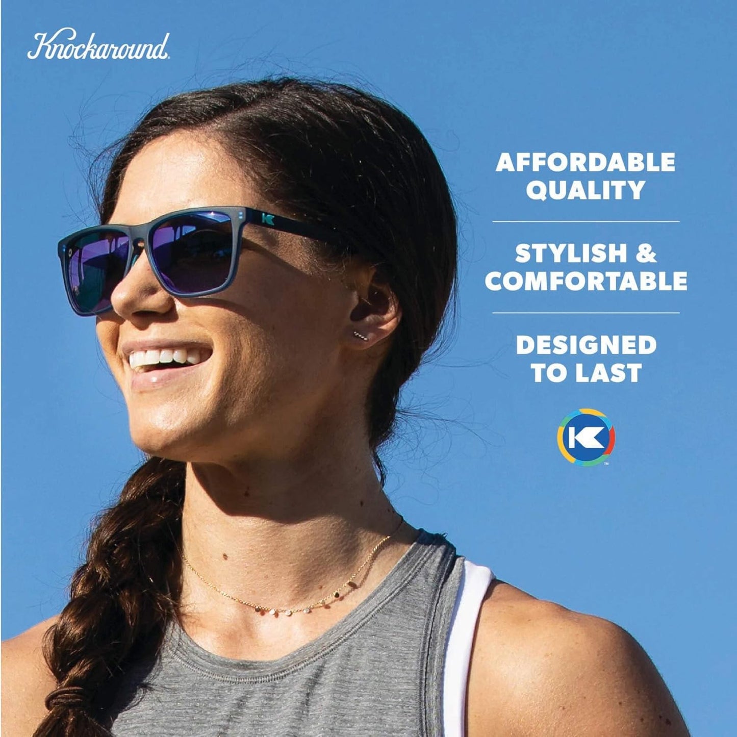 Knockaround Fast Lanes Sport Polarized Lightweight Sunglasses for Men & Women - UV400 Protection - Running