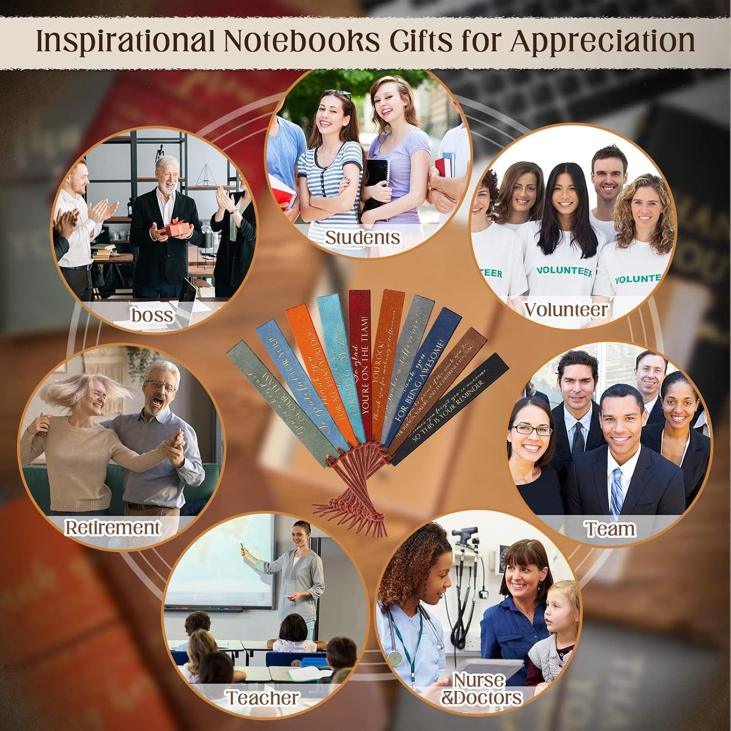 Kosiz Set of 50 Thank You Gifts Leather Bookmark Bulk Employee Appreciation Gifts Inspirational Leather Page Markers with Thank You Tag Organza Bag for Nurse Teacher Book Lovers Book Club
