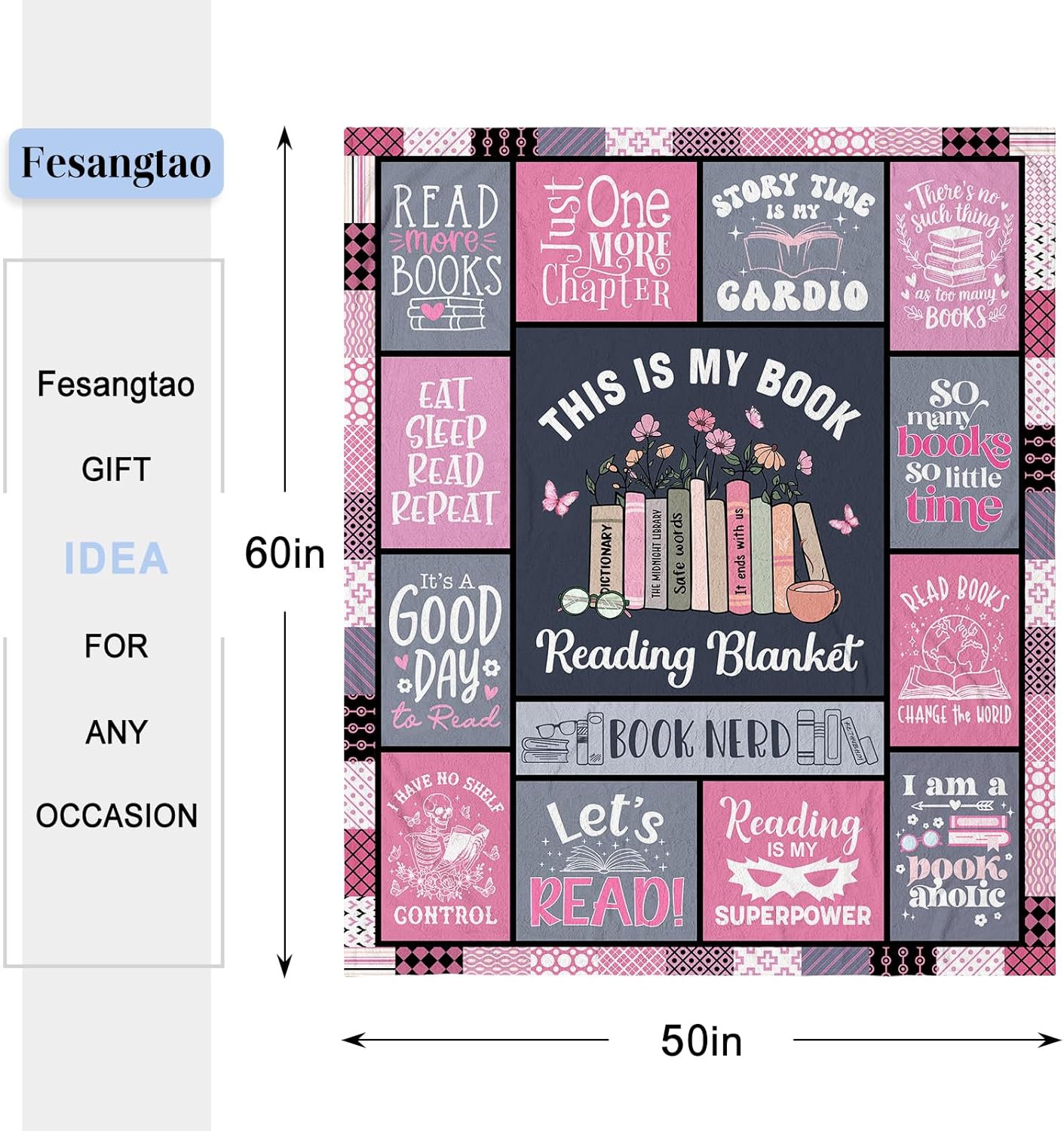 Book Lovers Gifts for Women - Gifts for Book Lovers - Gifts for Readers - Reading Gift for Books Lovers - Bookish Gifts - Books Club Librarian Bookworm Gift Throw Blanket 60"x50"