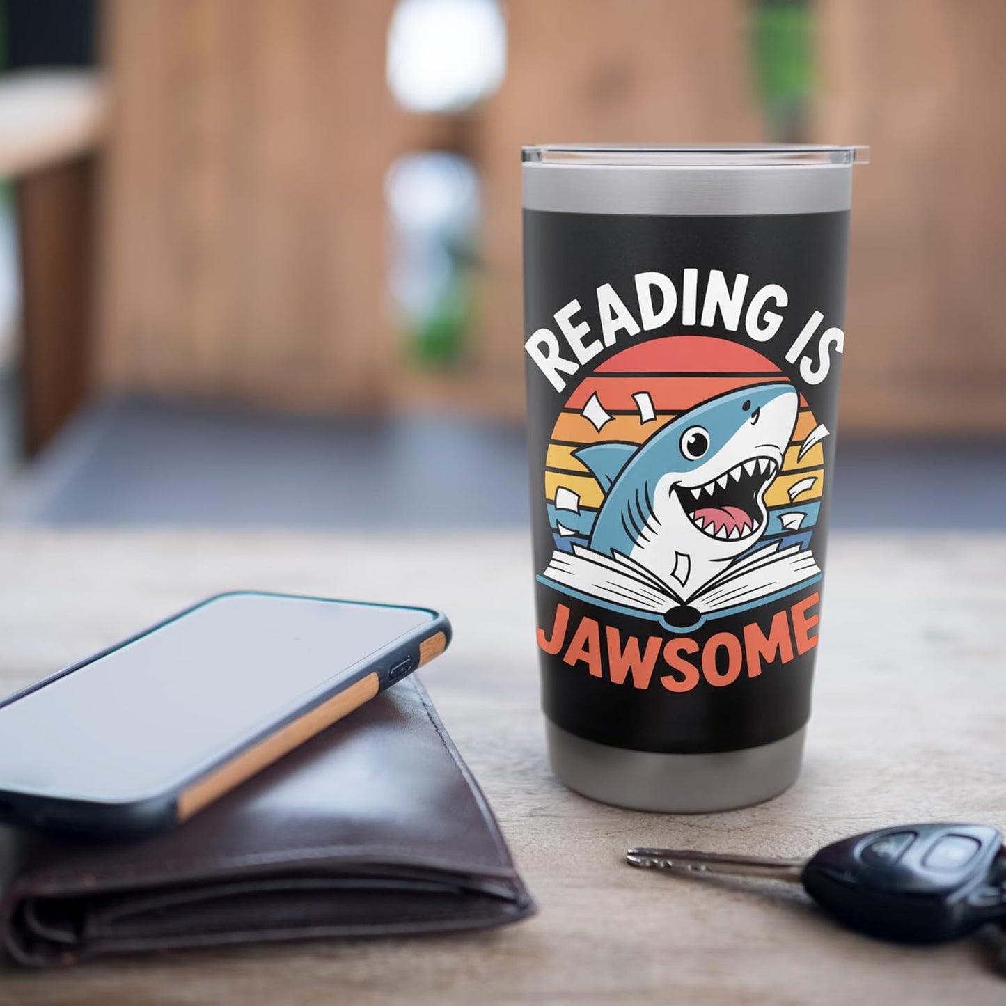 Reading Is Jawsome Shark reading Stainless Steel Insulated Tumbler