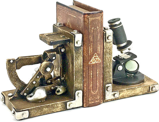 Bellaa 22731 Decorative Bookend Scientist Book Ends Support Bookshelves Science Gift Heavy Duty Non Skid Gold Home Decor 6 Inches