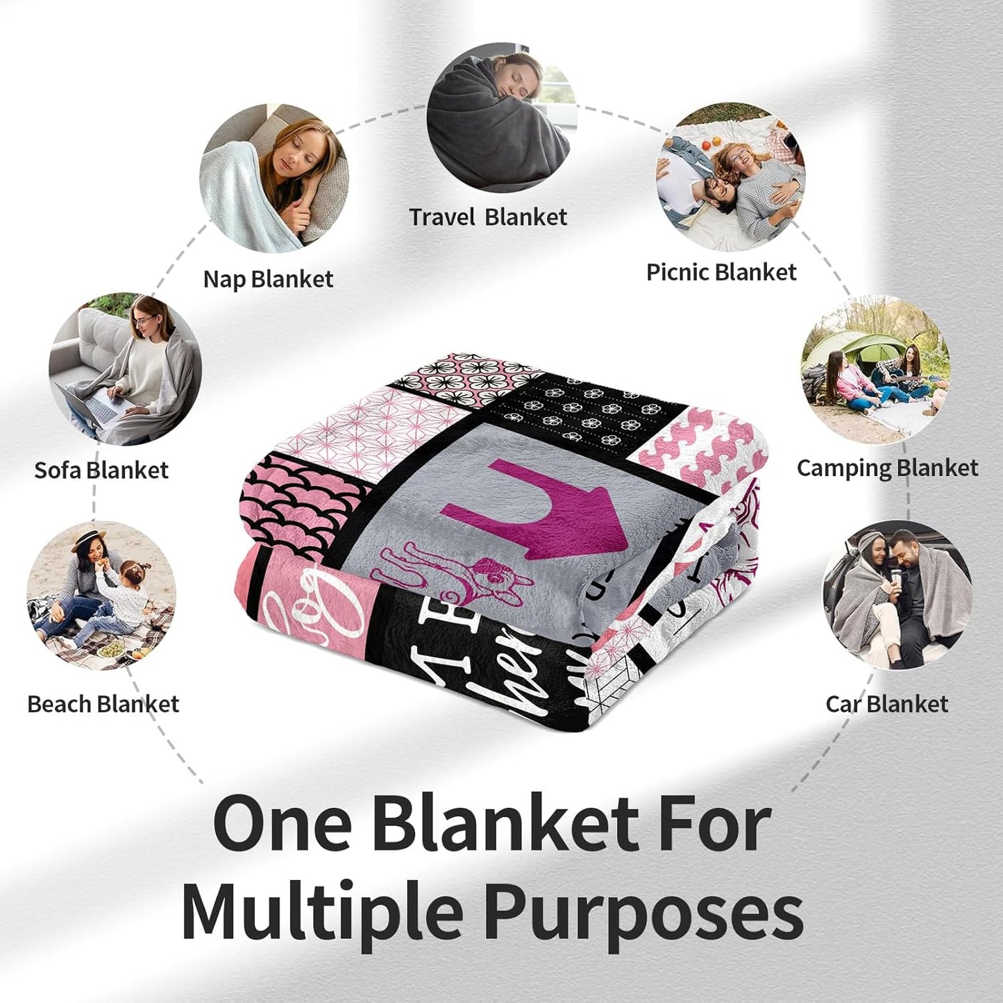 French Bulldog Gifts, Frenchie Gift for Women, French Bulldog Gift for Lovers/Kids/Owner, Frenchie Mom/Themed Gift Throw Blanket 60" x 50"