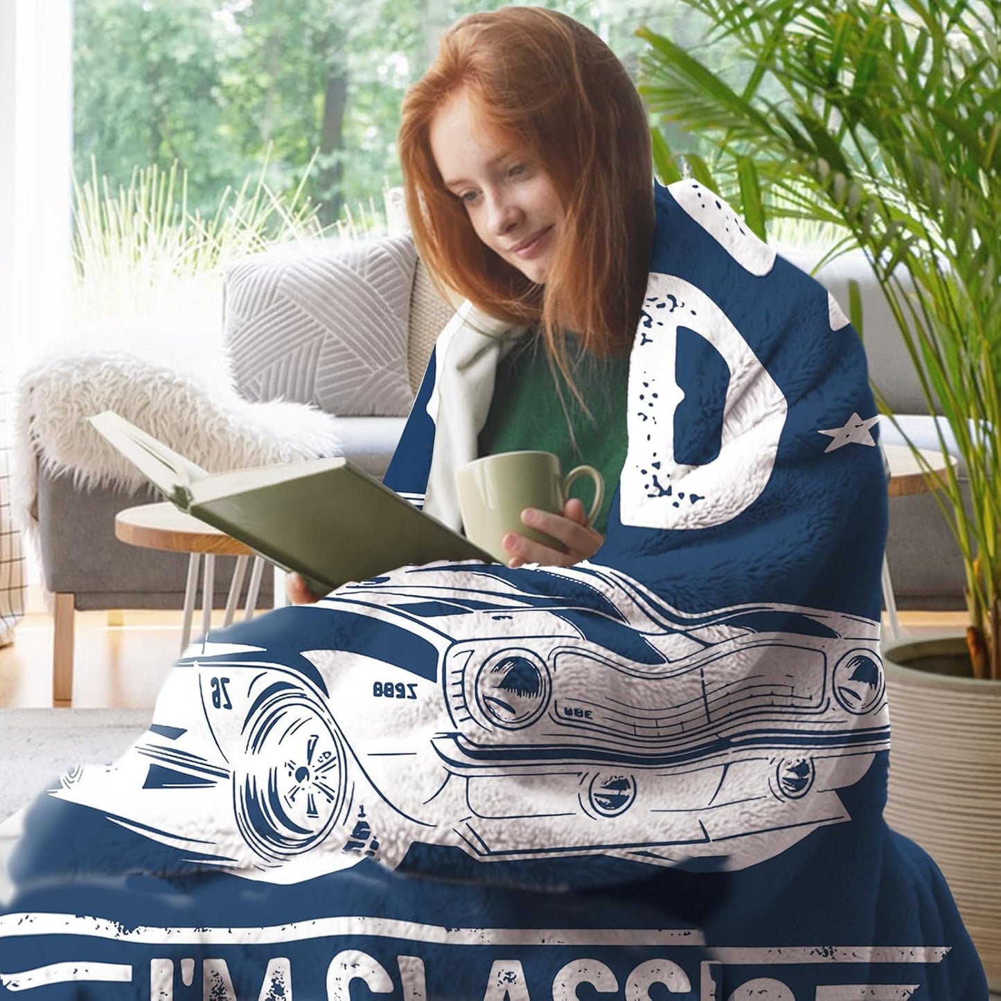 I am Not Old I'm Classic Vintage Car Gifts for Men Flannel Throw Blanket, Funny Fathers Day Birthday Ideas, Soft Blankets Cool Present for Older Husband Dad Grandpa 60" x 80"