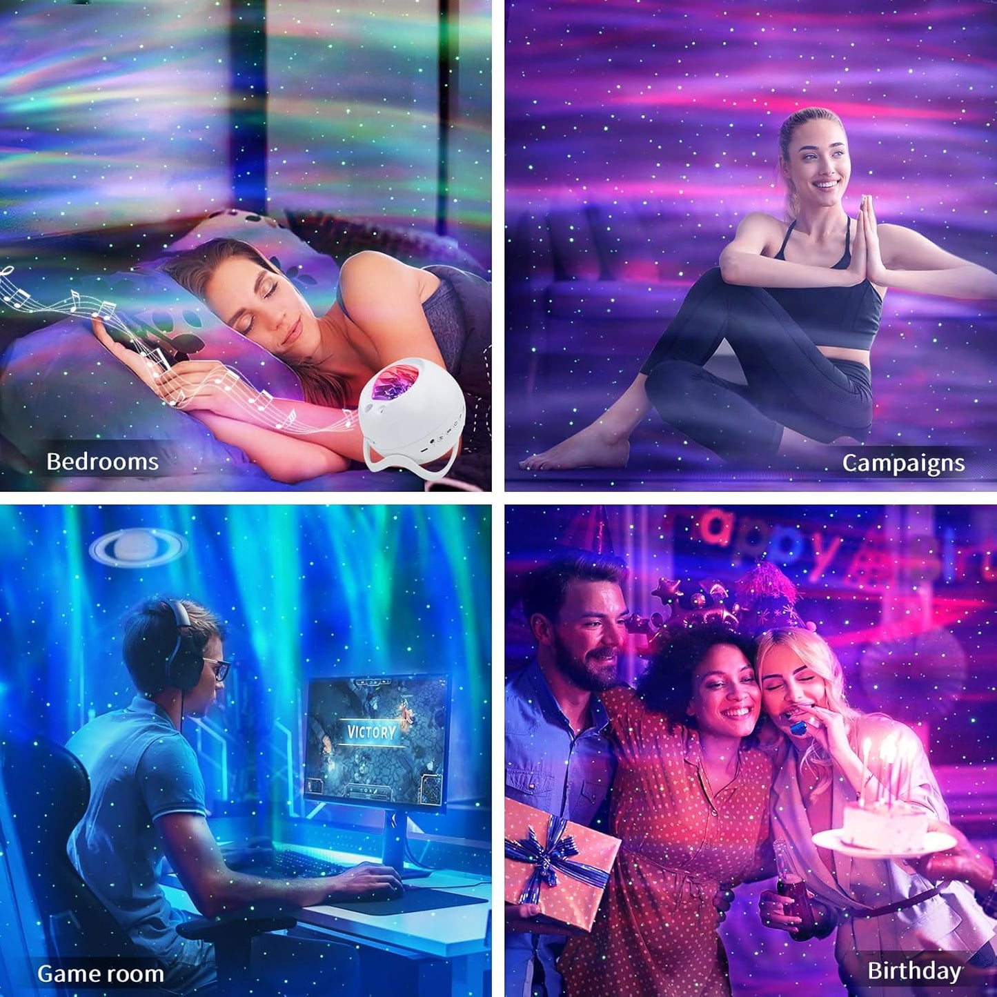 Star Projector,Northern Lights Projector,with Bluetooth Speaker, White Noise, Remote Control,Night Light,for Game Room, Adults, Family Gatherings,Galaxy Projector Bedroom