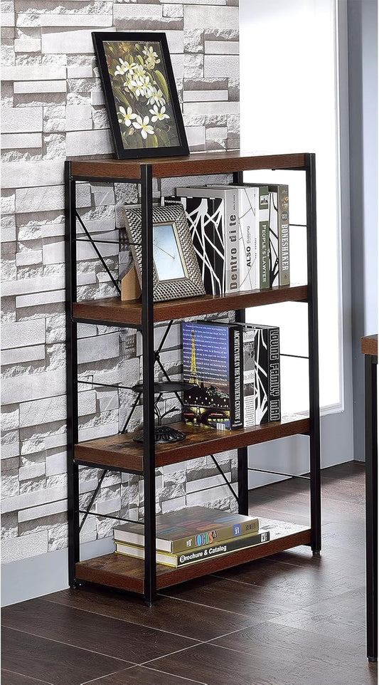 Acme Bob 4 Shelf Wooden Bookcase in Weathered Oak