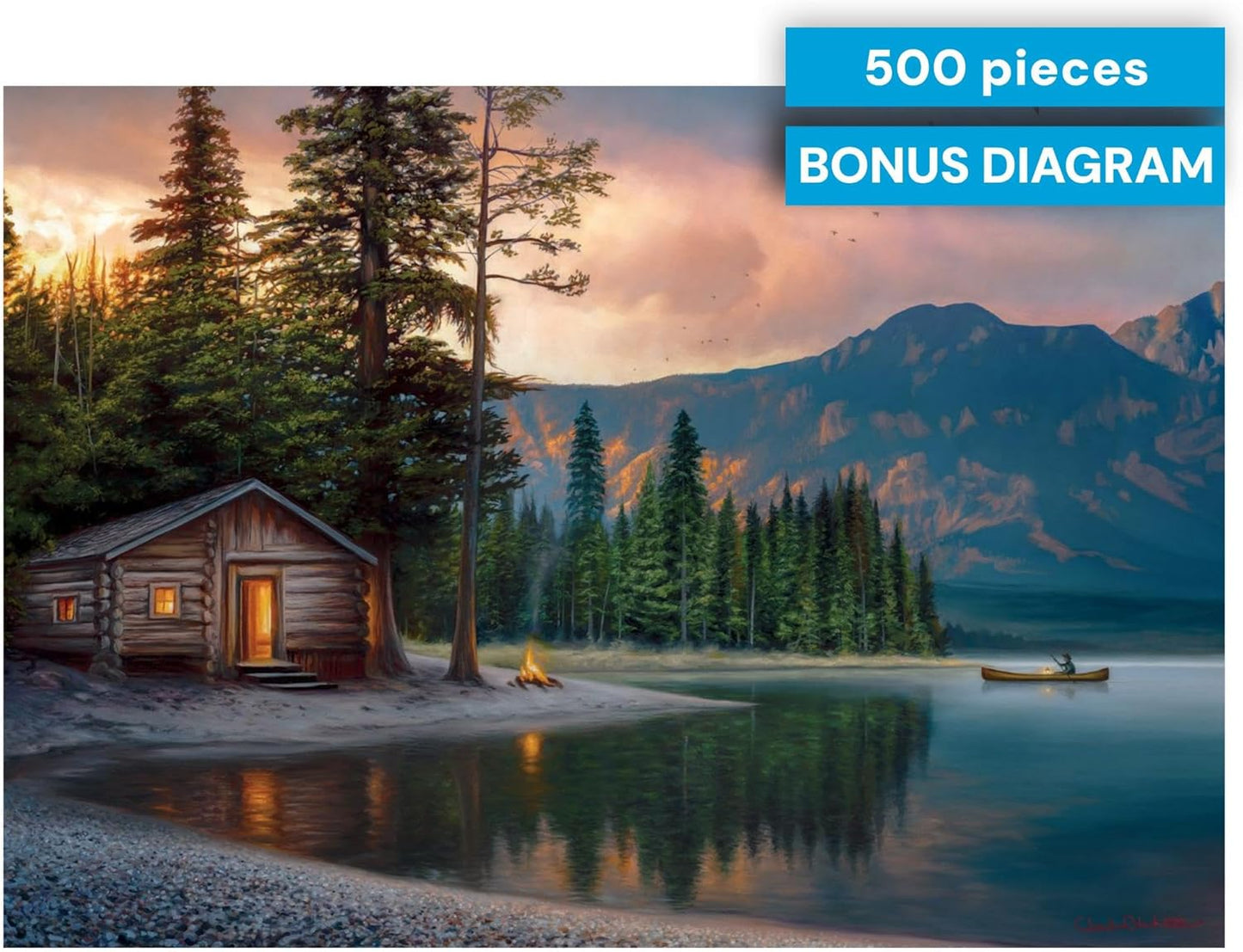 Buffalo Games – Lakeside Heaven Jigsaw Puzzle, 500 Piece Puzzle for Adults, Peaceful Lake Landscape Art by Chuck Black