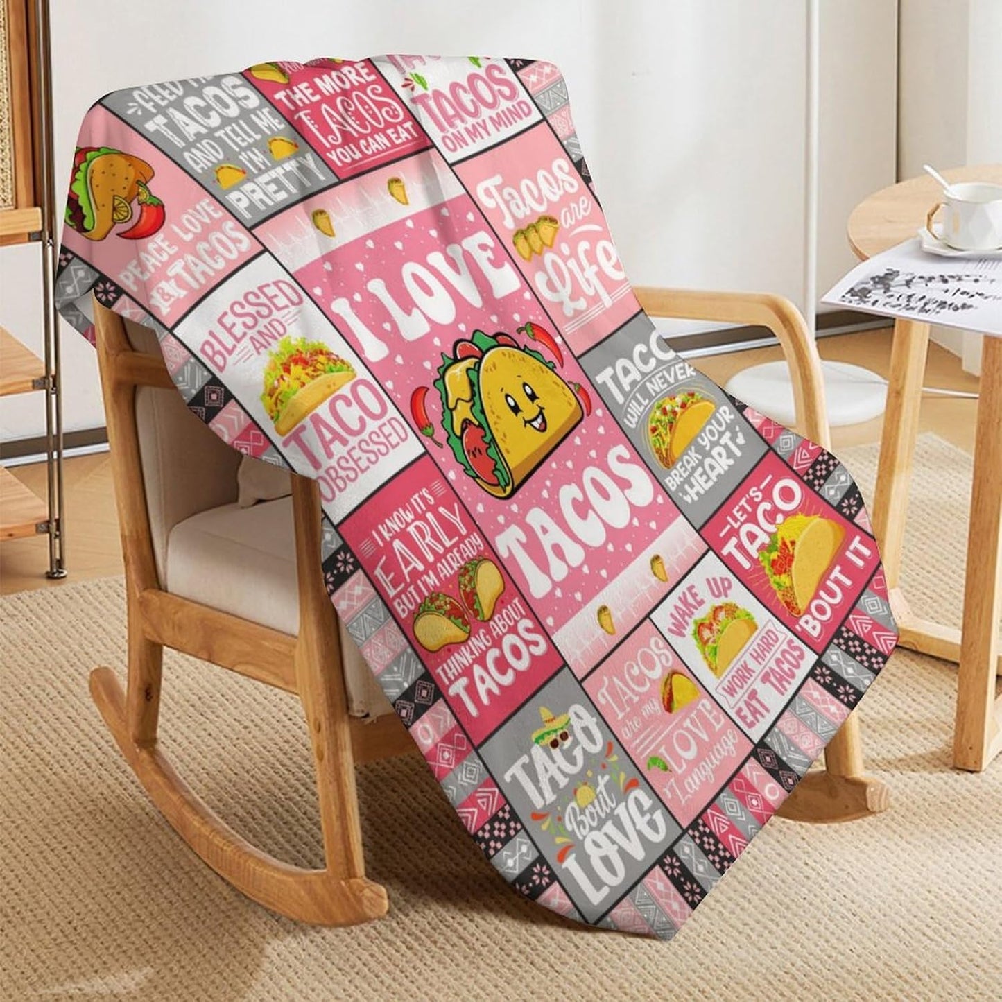Tacos Throw Blanket - Soft Flannel Blankets for Teens Adults Women Men Tacos Lovers - Warm Food Throw Blankets for All Season Lap, Chair, Sofa - 70"x50"