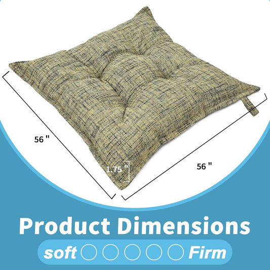SINSOSSO Large Floor Pillow 22", Thickened Bite-Size Memory Foam Square Non-Slip Cushion for Office Back Support/Indoor Yoga/Chair Seat, Fashionable Color-Blocked Fabric & Washable, Yellow, 1 PCS