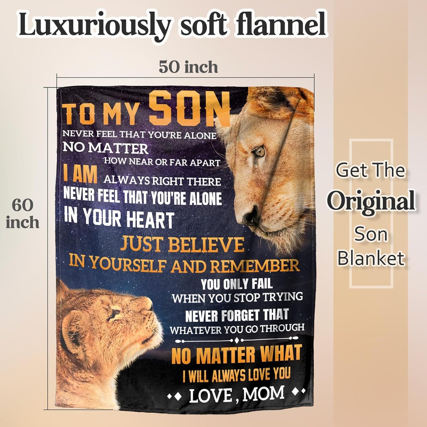 Gifts for Son, Son Gifts from Mom, Birthday Gift for Sons Adult, Sons Gift for Birthday Christmas Fathers Day Graduation Valentines Day Ideas Gifts for MySon Fleece Blanket 60"×50"