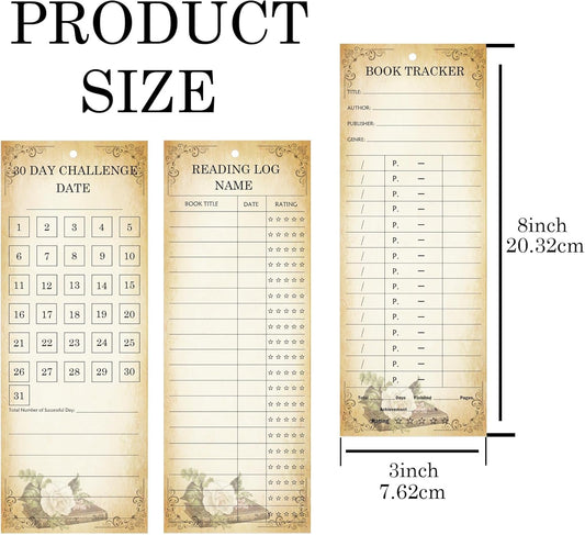3 x 8 Inch Reading List Bookmarks Book Tracker and Reading Log Bookmarks - Book Tracker Notecards for Literacy Week, Library, Reading Lovers, Graduation Gifts 30 Sets