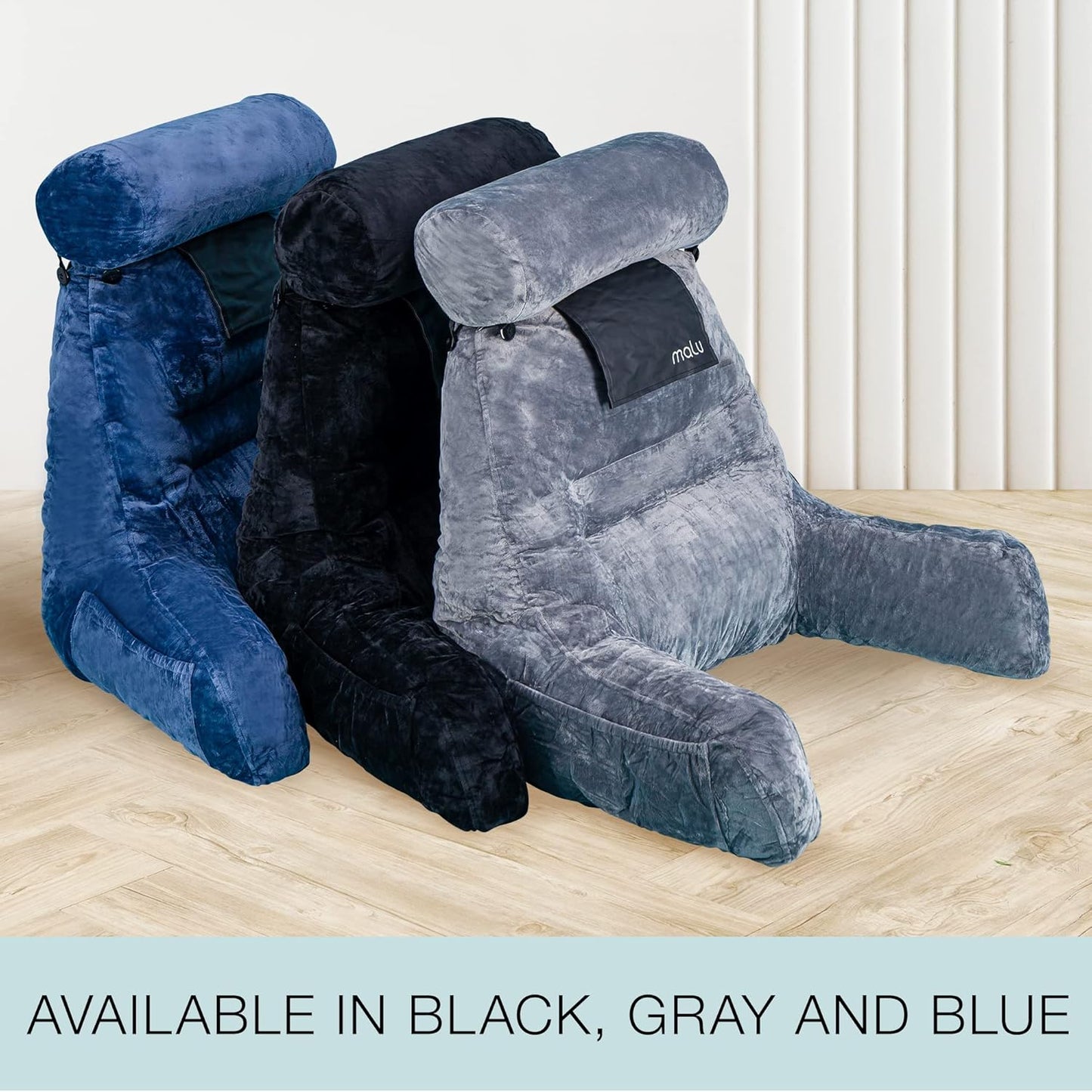 malu Extra Large Reading Pillow- Ergonomic Pillow- Back Pillow for Bed+ Rolling Mat for Neck Support- with Shredded Memory Foam- for Sitting Up in Bed, Couch or Floor