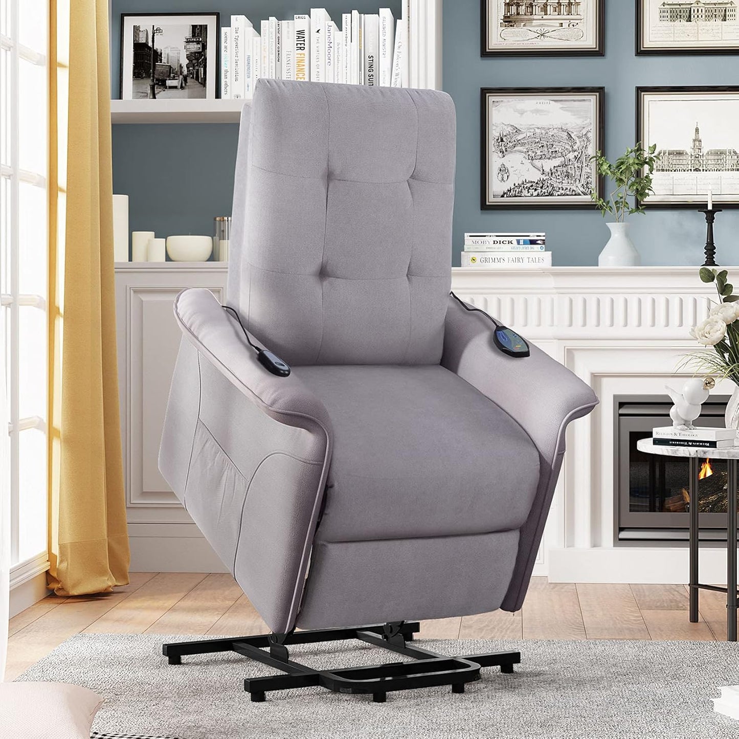 Massage Recliner Chair Electric Power Lift Chair for Elderly with Side Pockets Home Theater Seating for Living Room Ergonomic Lounge Chair Single Sofa Reading Chair