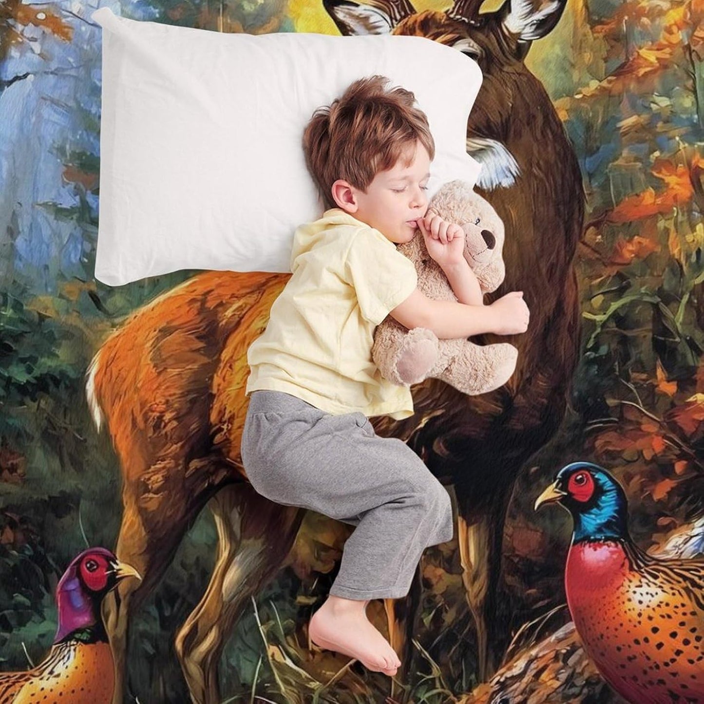Wildlife Deer Forests Throw Blanket for Couch Bed Plush Cozy Fuzzy Flannel Blanket for All Season 40"x50"