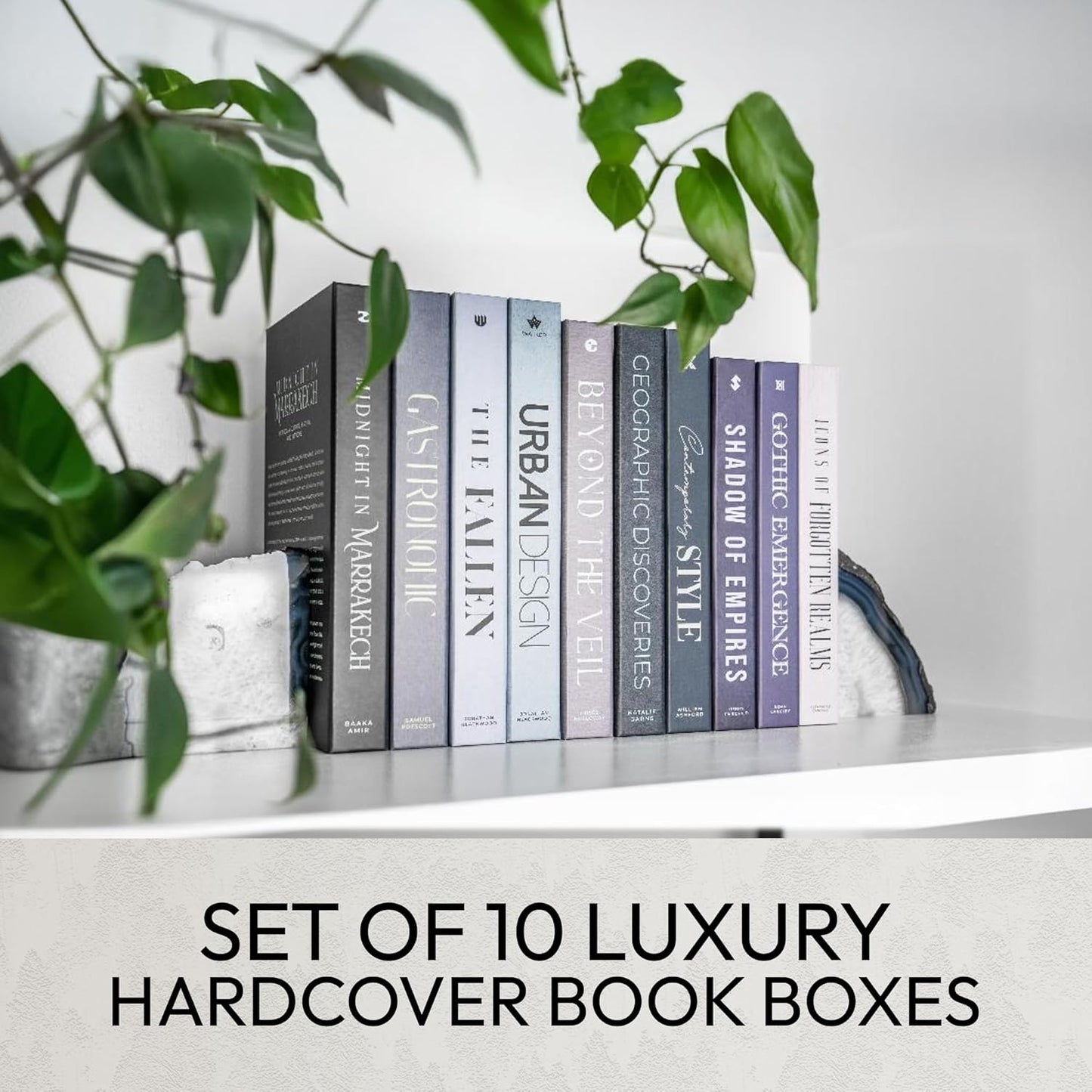 Decorative Books | Black 10 Book Set with 3 Sizes | Preassembled with Hidden Storage | Perfectly Stackable for Easy Home Staging | Book Decor to Elevate Your Space | Home Decor Made Simple!