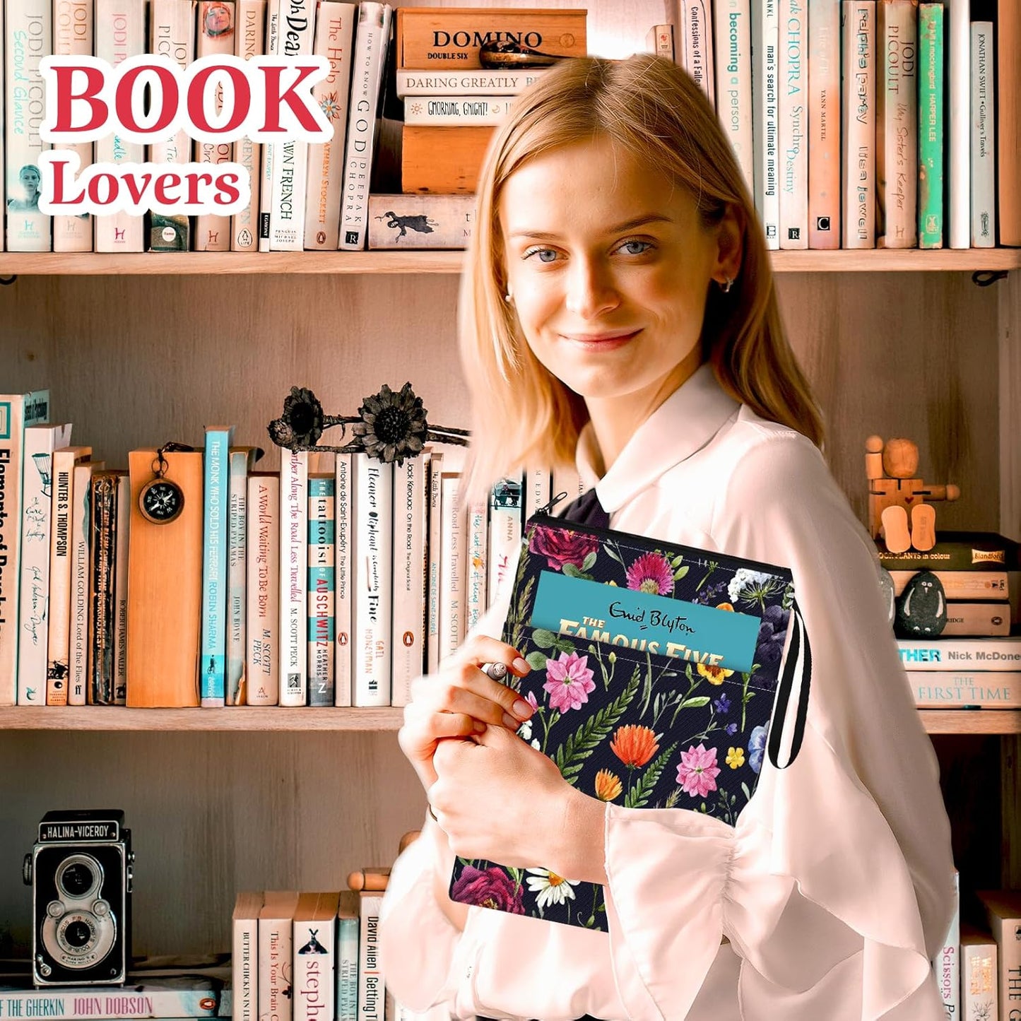 Slohif Book Sleeve Pouch Book Cover Protector with Zipper Cute Book Beau Booksleeve Small Large Botanical Pouches for Paperback HardBook Cover Reading Accessories for Students Women Readers