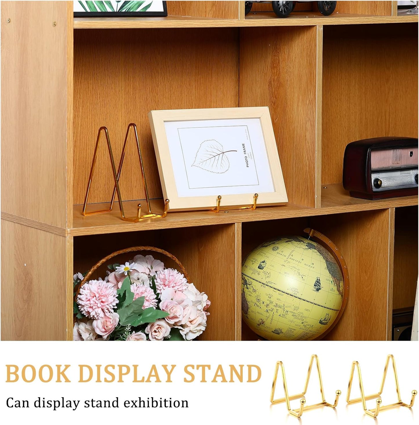 Kenning 12 Pieces Gold Plate Holder Easel Display Stand Metal Book Display Stand Tabletop Picture Frame Holder Photo Square Iron Easel Decorative for Kitchen Office Room Tabletop(3 Inch)