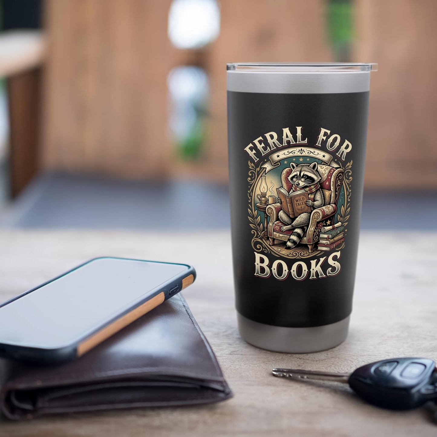 Feral for Books Men Women Book Lover Bookworm Reading Stainless Steel Insulated Tumbler