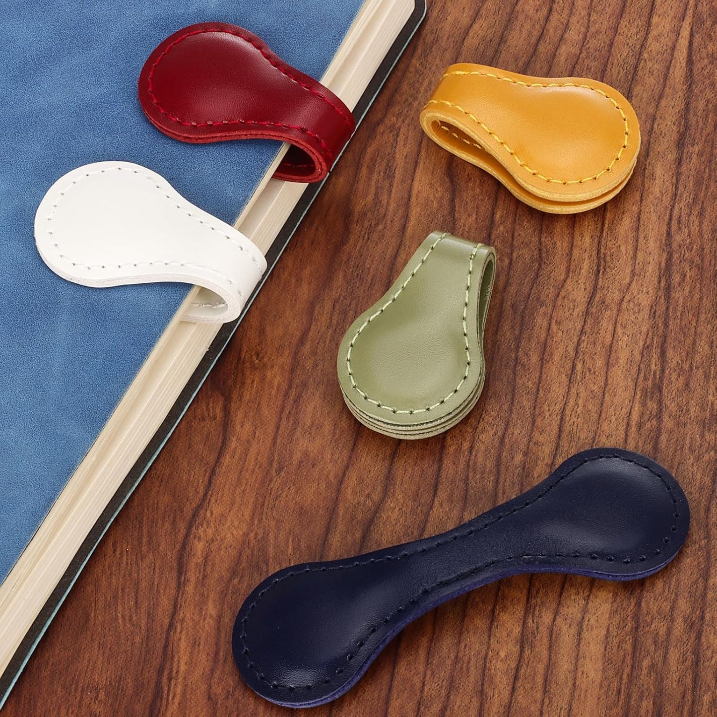 Magnetic Leather Bookmark, 12 Pcs Colorful Leather Magnet Book Marks Page Markers Retro Magnet Bookmark Clips Reading Supplies Gift for Reading Men Women Book Lovers (Vintage)
