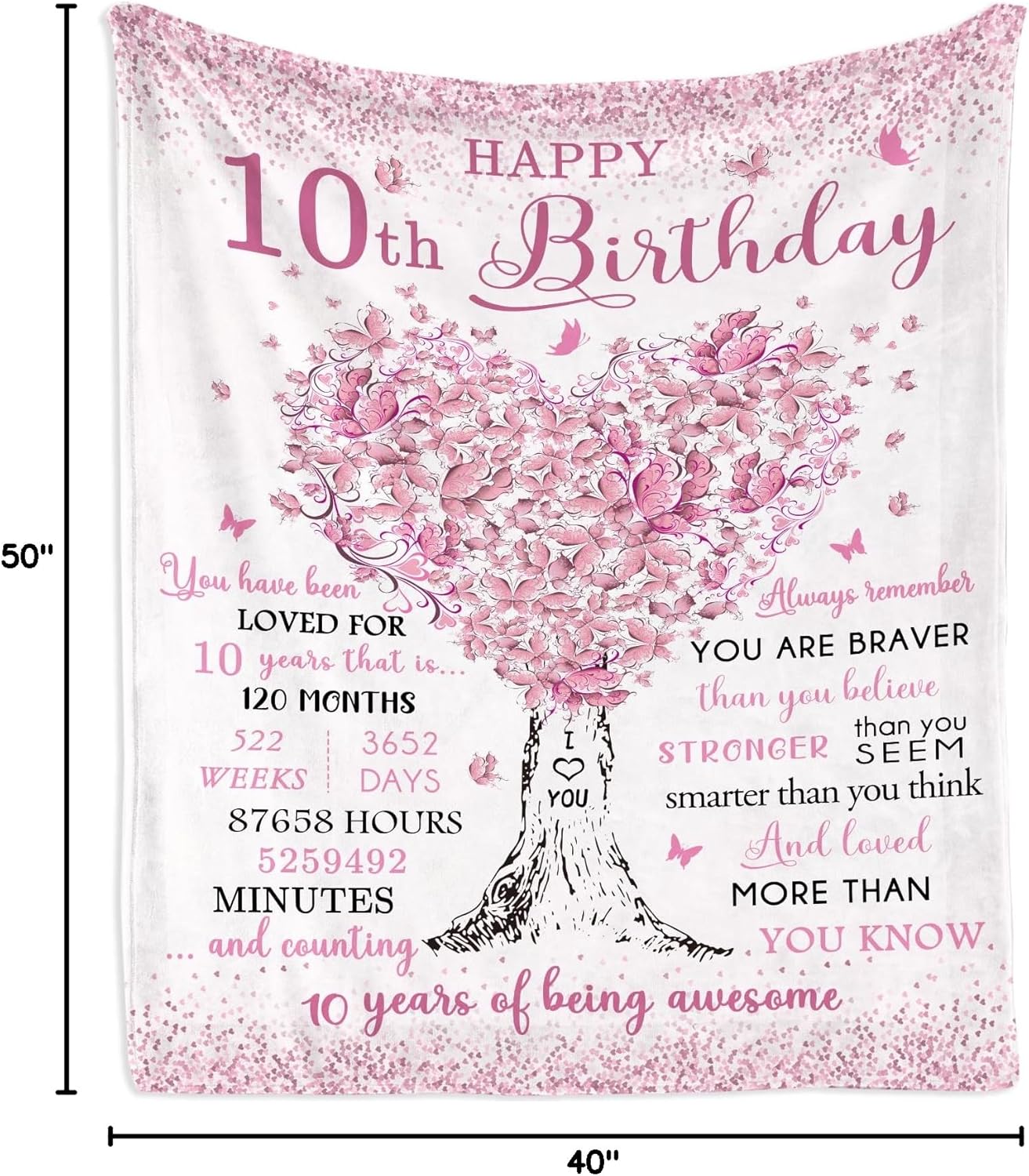 10 Year Old Girl Birthday Gifts Blanket 40"x50", Gifts for 10-Year-Old Girls, Christmas 10th Birthday Gifts for Girls, Double Digits Party Gift Ideas Decoration, Ten Years Old Throw Blankets