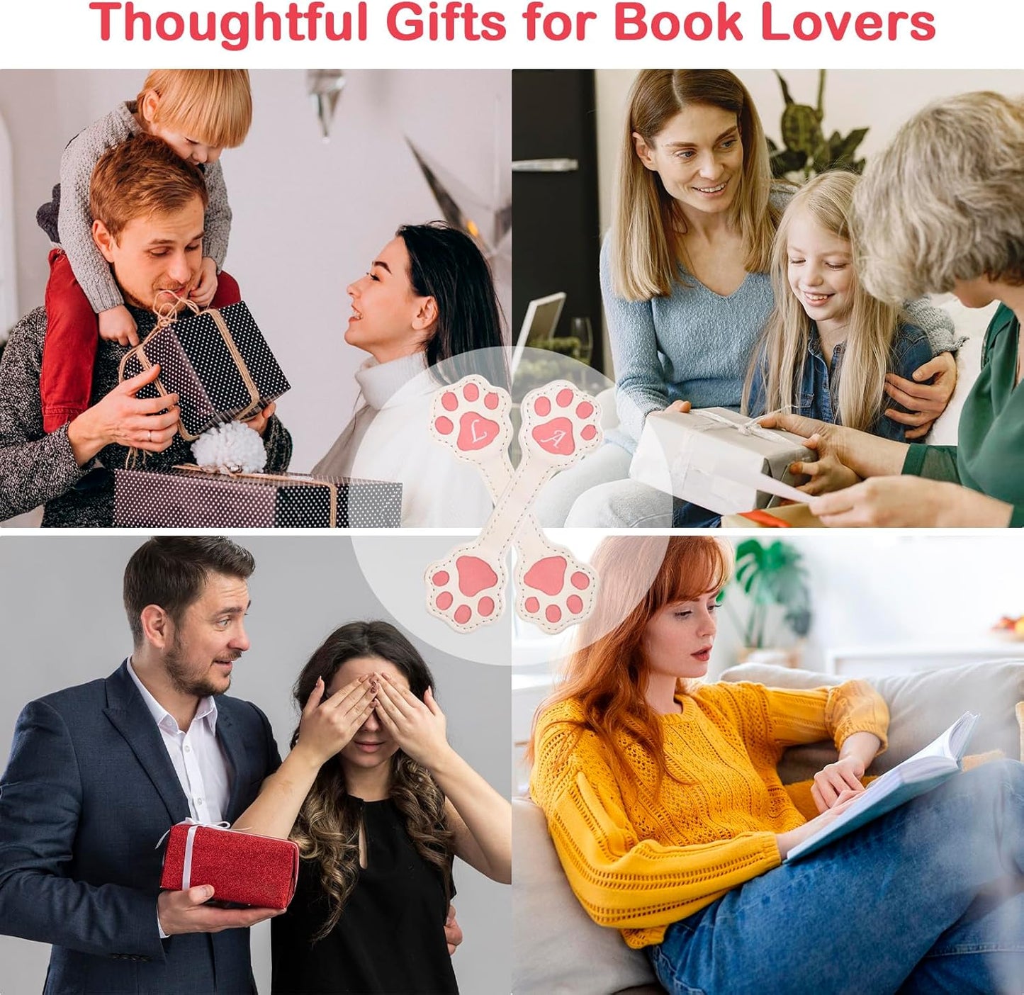 Personalized Magnetic Leather Bookmark - Cat Paw Shape Bookmarks for Men Wemen, Magnet Book Marks Reading Lovers, Cute Cool Unique Embosser Custom Book Markers for Mens Funny Best Gifts (L)