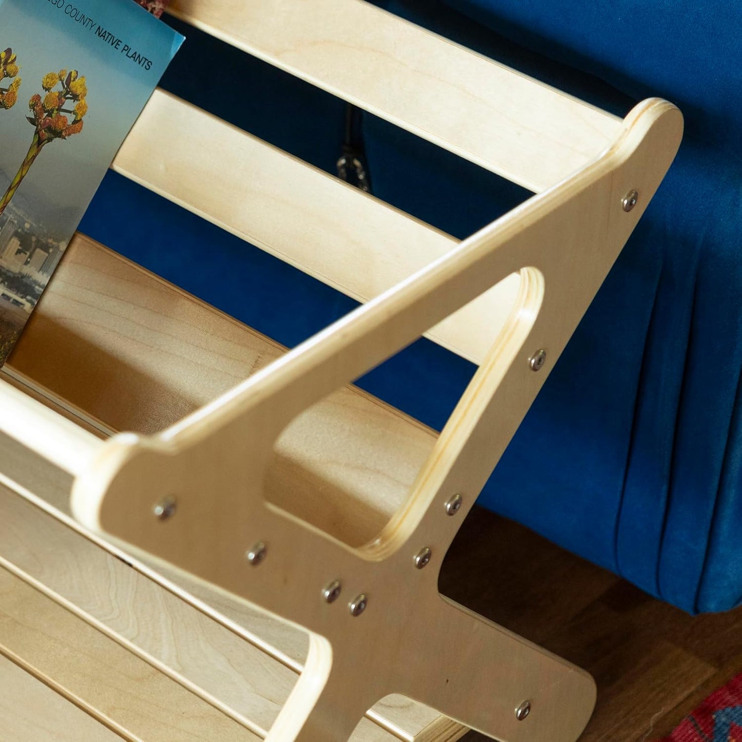 Sidestack Book Caddy Storage Organizer with Shelf, Small Bookshelf, Natural