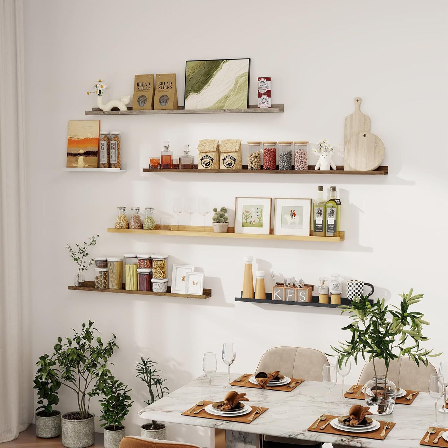 Axeman Picture Ledge Shelf | 24 Inch Floating Shelves Set of 2 | Walnut Wall Shelves with Lip | Walnut Picture Shelf for Wall with Ledge | Photo Ledges 24 Inch