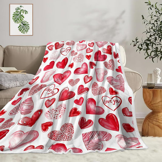 JAWO Valentines Blanket, Pink Heart Blanket Ultra-Soft Cozy Valentines Day Gifts Girlfriend Blankets Boyfriend Wife Birthday, Heart Blanket Throw for Home Living Room Bed Couch Sofa Decor Lover Gifts