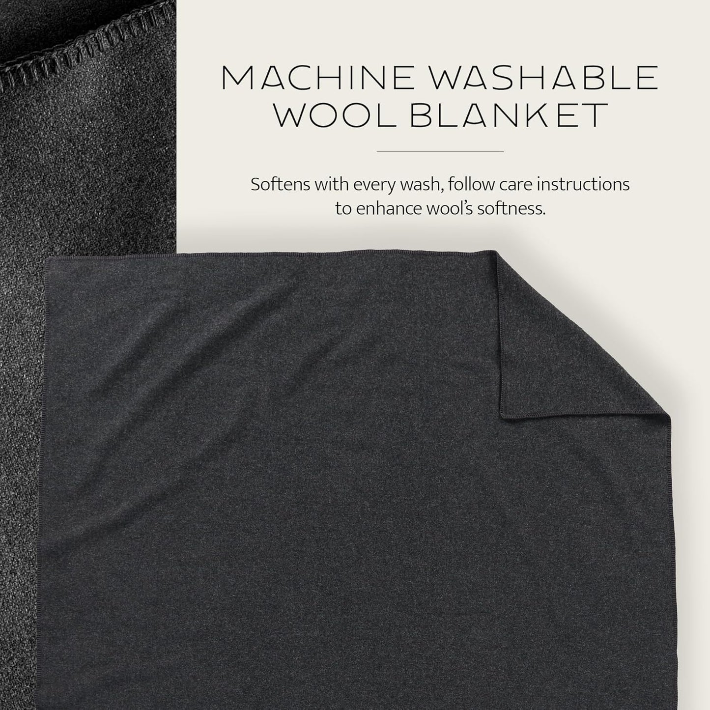 Pendleton Eco-Wise Easy Care 100% Wool Blanket, Responsibly Sourced, Heirloom Quality, Washable All Season Blanket, Twin 66" x 96", Ivory