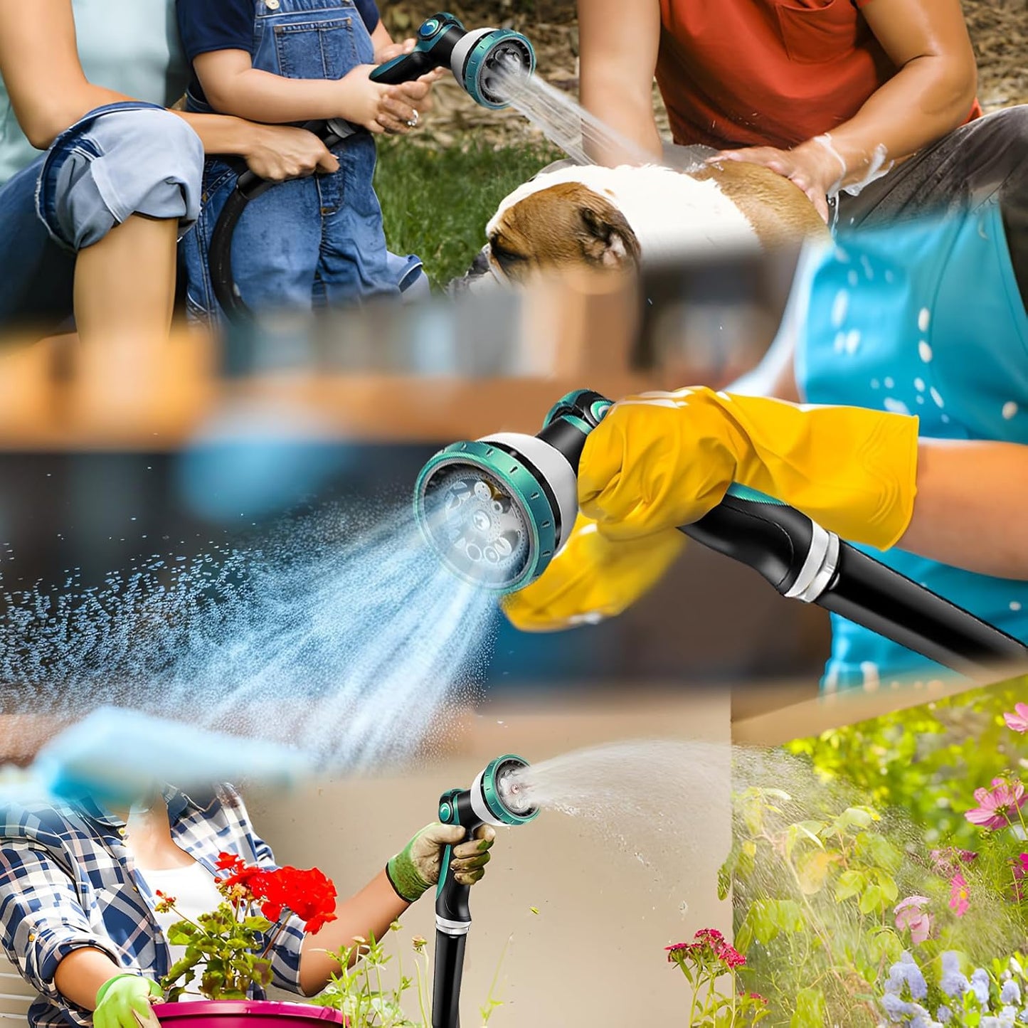 Relxitl Garden Hose 100feet, Water Hose with 10 Function Hose Nozzle, NON-Expandable Hose, Tough & Flexible, Lightweight, Crush Resistant Fittings, Kink & Tangle Free, Rust Proof for Watering