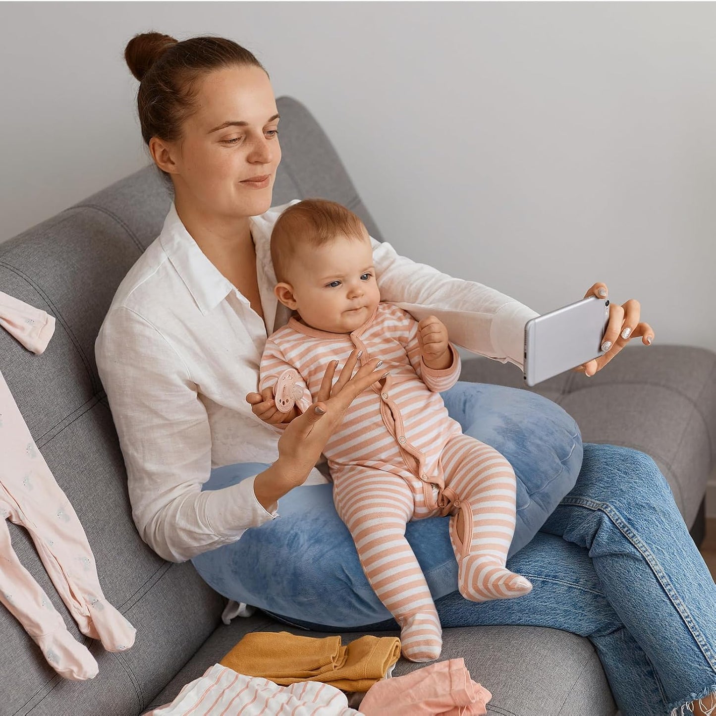 Gugxiom Reading Pillow, Removable Bedside Cushion for Waist and Neck Protection, U-Shaped Sitting up Pillow for Adults and Children for Resting, Reading, Playing and Relaxing