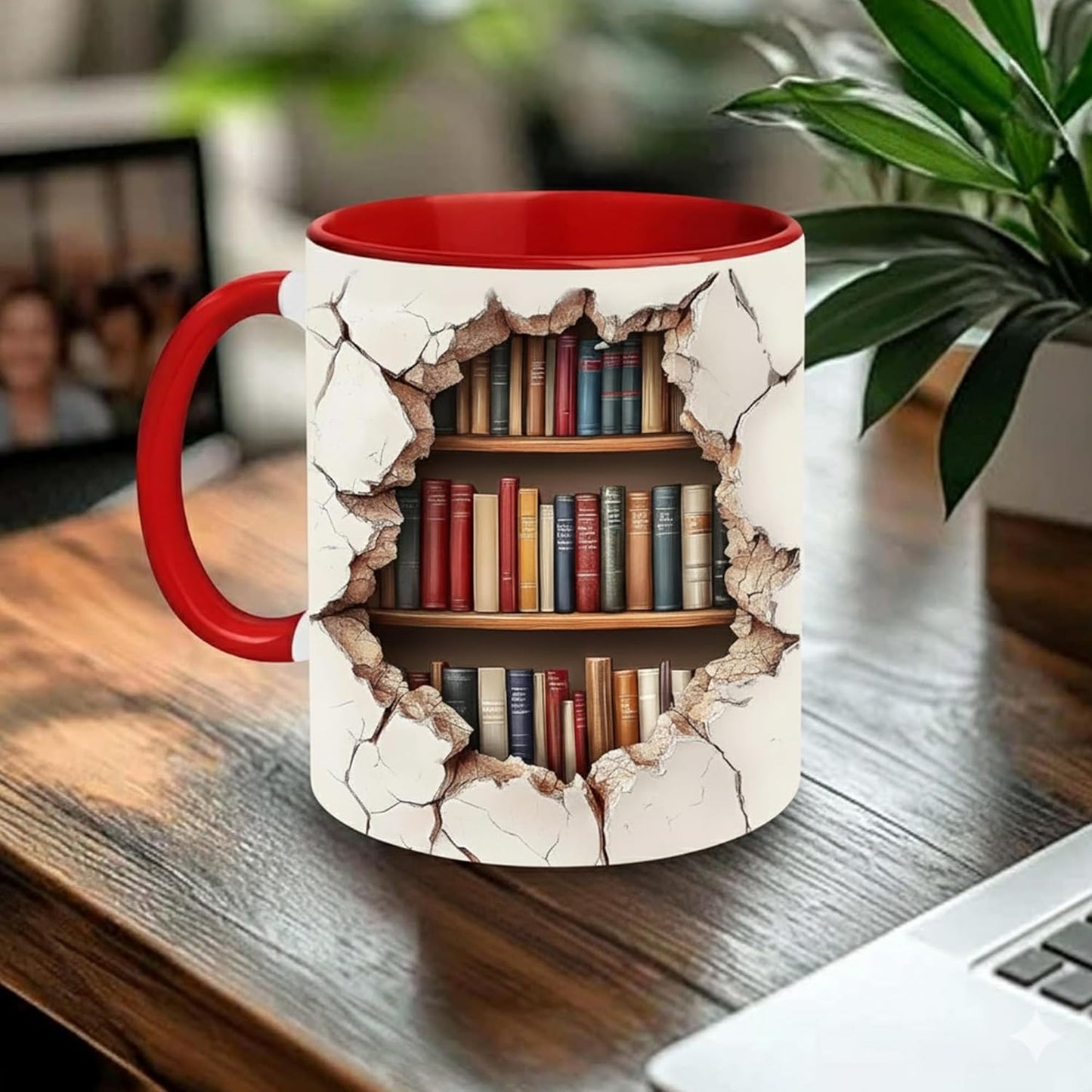 Bookshelf Mug - Gift For Book Lovers - Gift For Librarians - 3D Library Bookshelf Cup - Library Mug - Bookish Coffee Cup - Book Reader Gifts - Birthday Gifts For Writer, BookClub