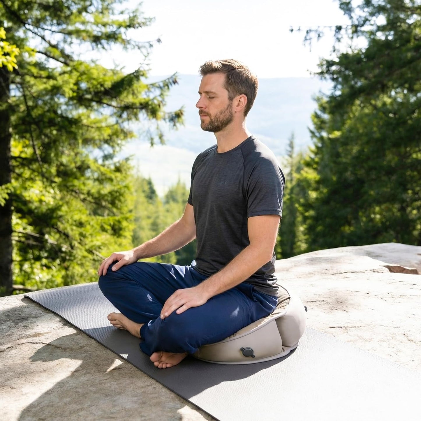 Air Meditator Inflatable Meditation Cushion and Travel Pillow – Meditate on Air in Total Comfort with Adjustable Three-Chamber Design for Enhanced Posture and Portability