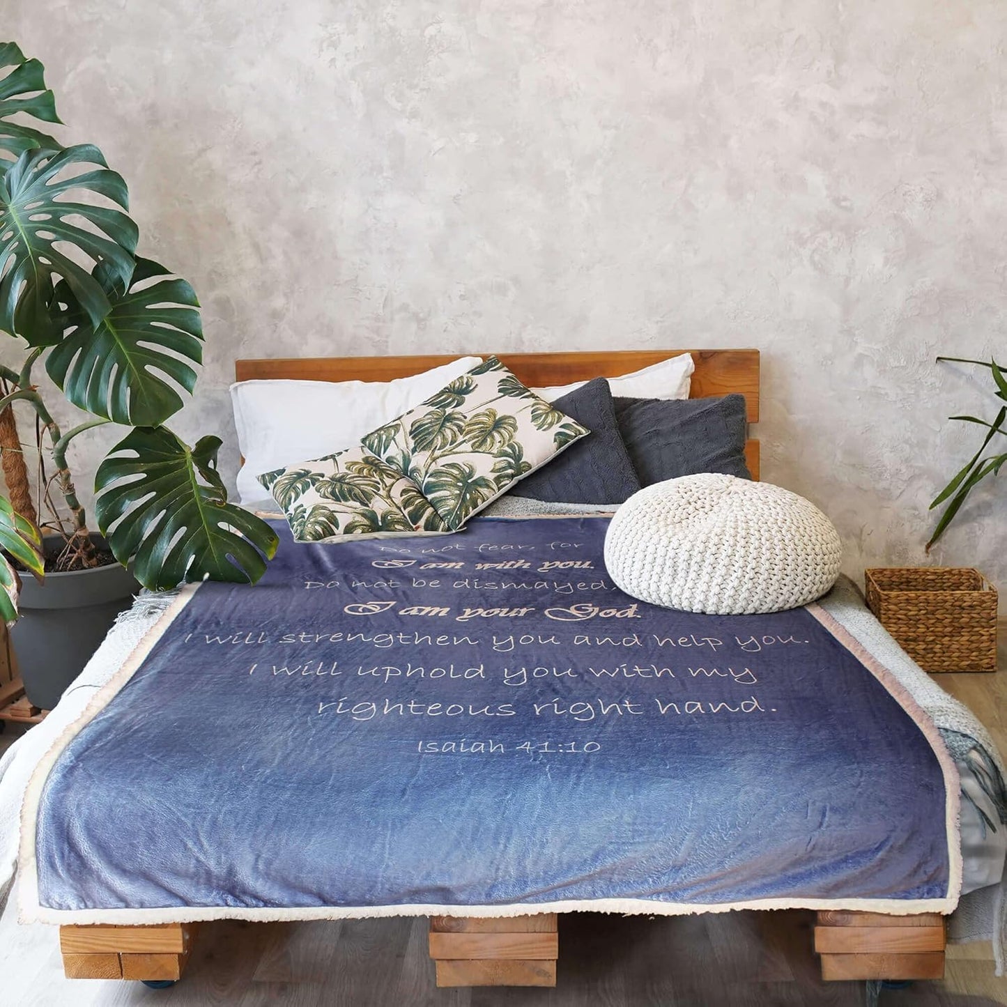 Compassion Warm Throw Sympathy Blanket - Double Layer 65x50 Throw Blankets - Soft Scripture Blue Throws for Couch & Bed - Healing Gifts for Women - Warm Bedspread for Bed