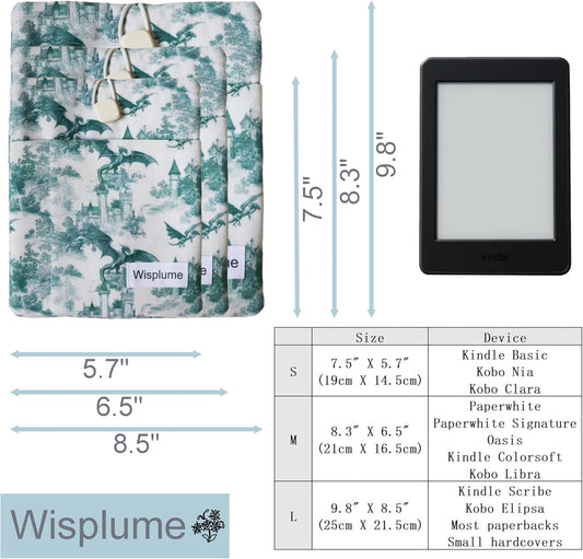 Padded eReader Sleeve Tablet Bag Pouch for eReader Paperwhite, Colorsoft,Signature Edition, Voyage,Scribe/Kobo eReader,Dragon Book Protector for Paperbacks and Small Hardcovers (White, Large)