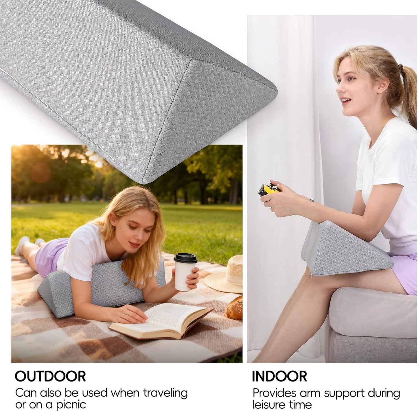 Small Wedge Pillow for Sleeping, Yoga, Meditation, Stretching, Small Wedge Pillow for Chair and Bed - Provide Support and Relieve Fatigue, Wedge Pillows for Bed Sores, Leg Elevation (Grey)