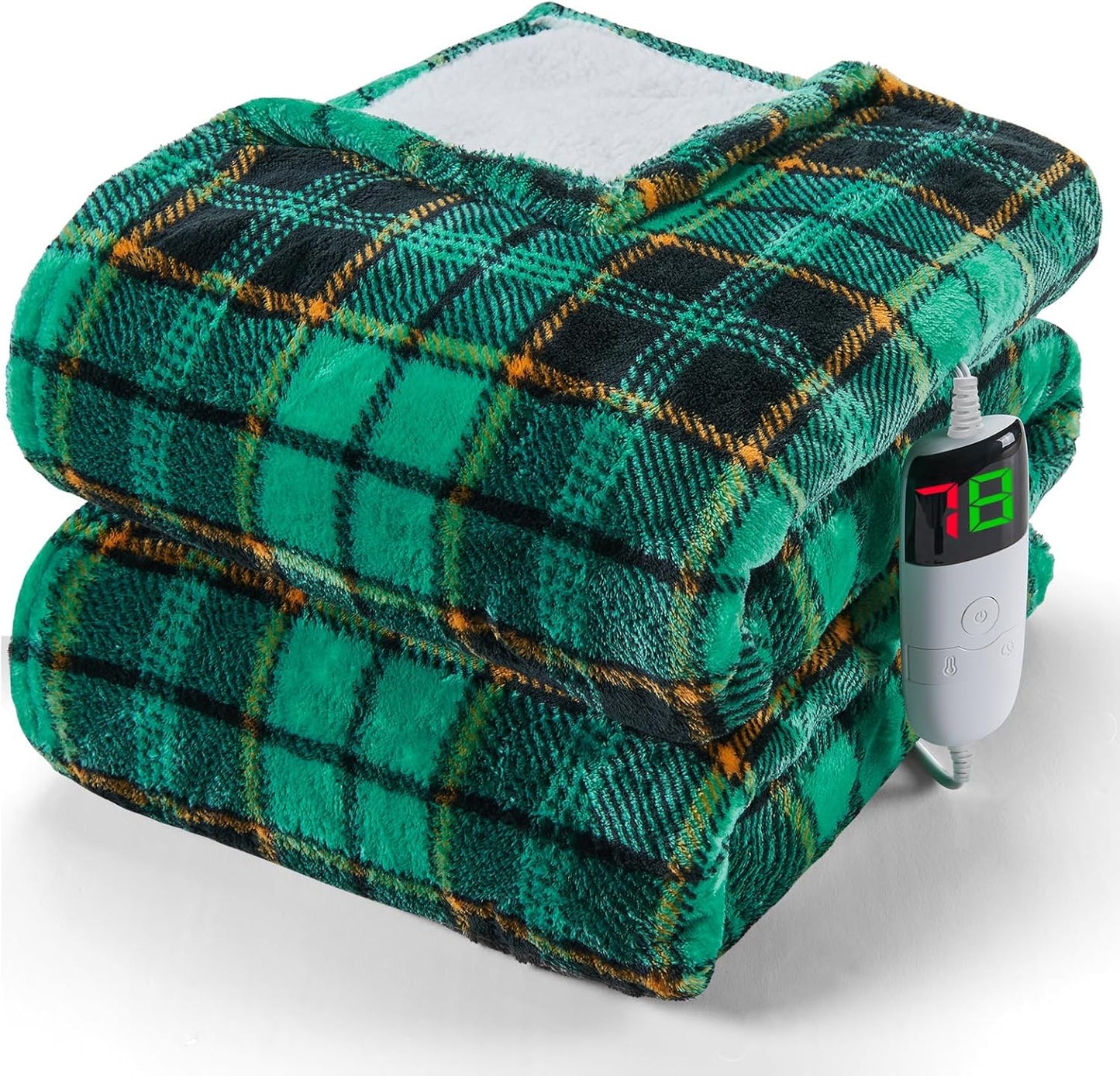 OCTROT Heated Blanket Electric Full Size 72X84, Heating Throw with 10 Heating Levels & 8 Hours Auto Off, Checkered Plaid Sherpa Blanket Warmer for Adults, Fast Heat and Washable, in Purple
