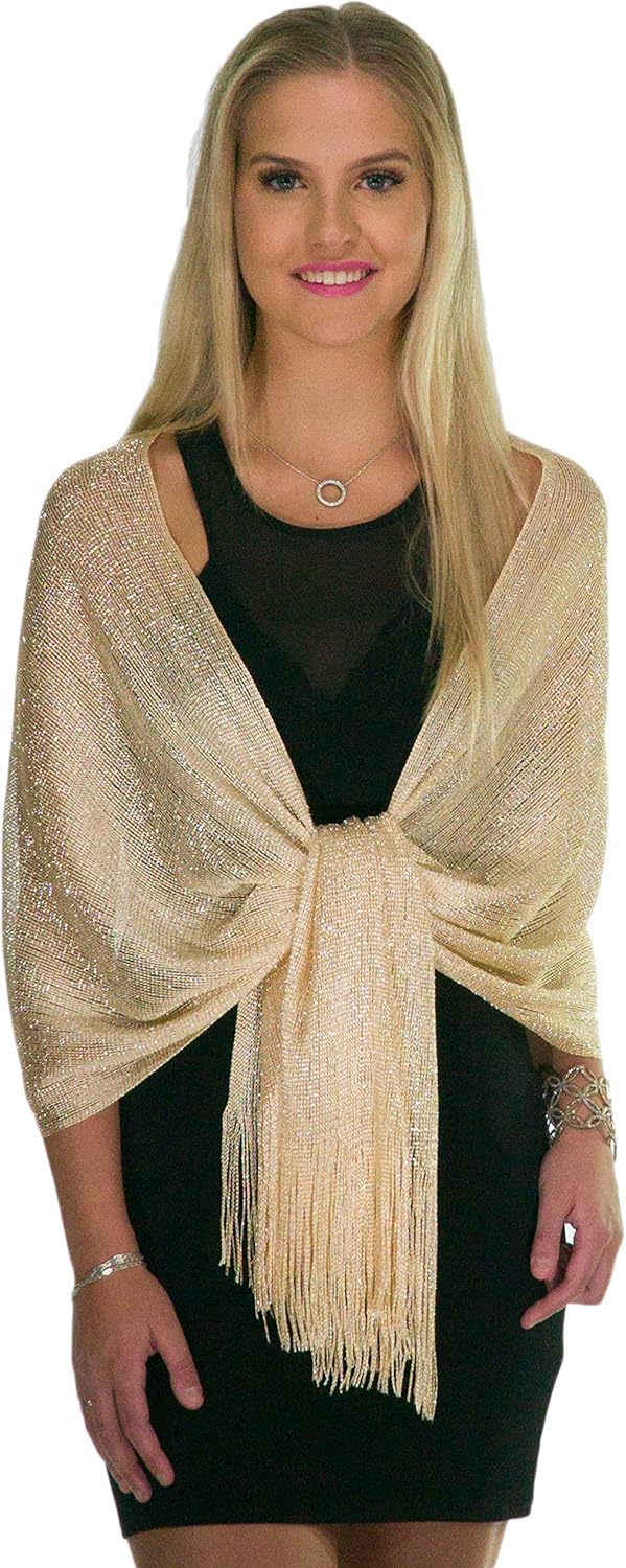 ShineGlitz Shawls and Wraps for Evening Dresses, Metallic Glitter Shawls for Women, Sparkling Wedding Giving Shawl Gift