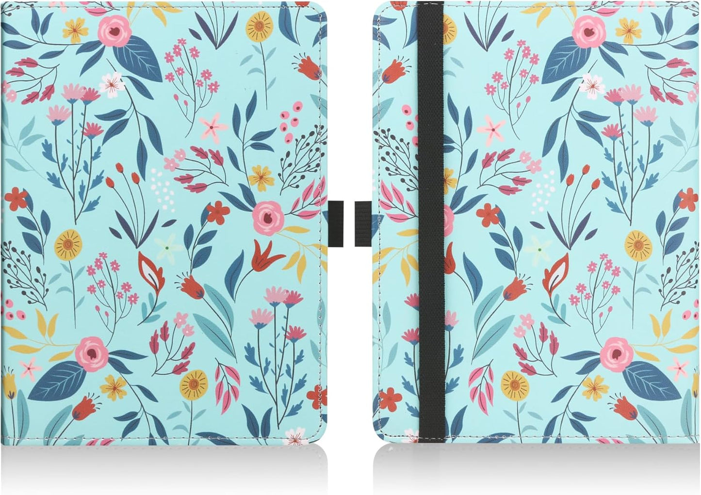 Universal Case for 6" eReaders, Folio Leather Stand Cover with Handstrap Compatible with All 6 inch Paperwhite/Kobo/Tolino/Pocketook E-Book Reader-Spring Bloom