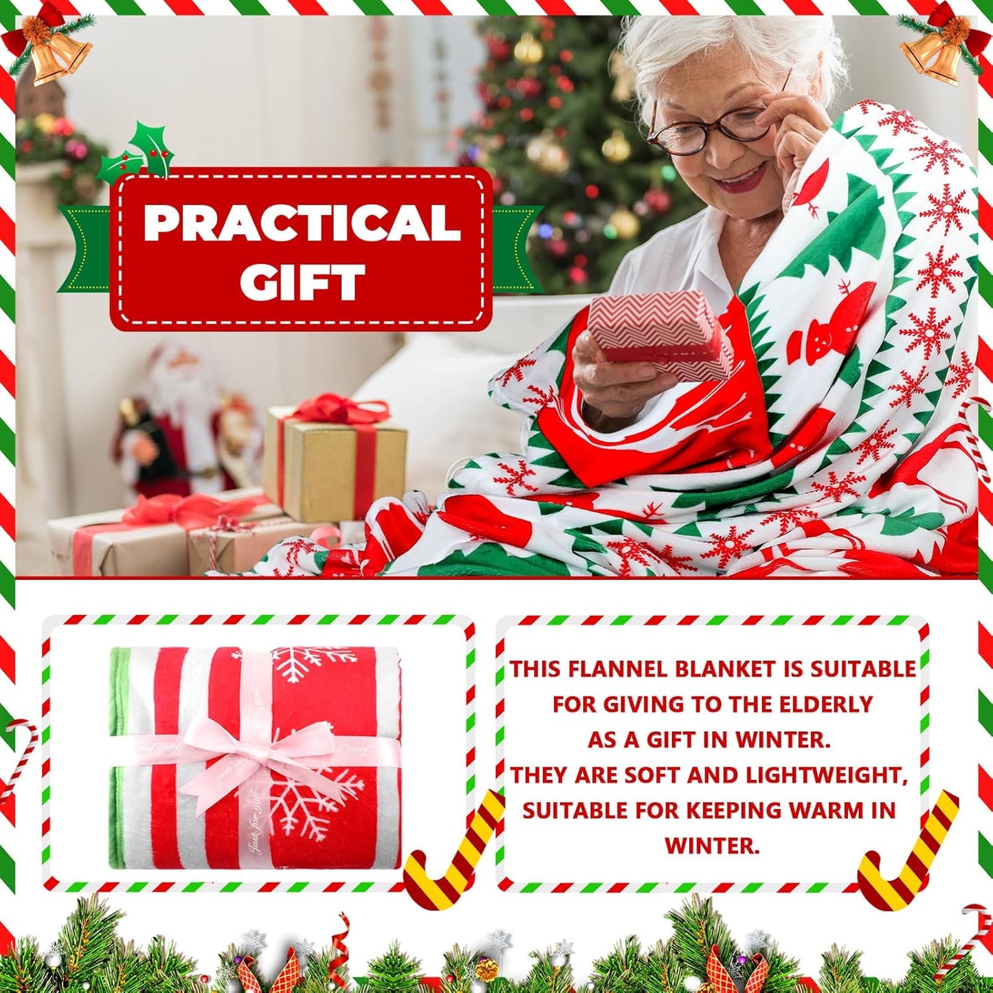 Newwiee 12 Pack Christmas Throw Blanket Buffalo Plaid Prints Fleece Blanket Bulk 50 x 60 Inch Xmas Plush Warm Holiday Flannel Blankets and Throws for Xmas Home Couch Bed Winter Gift Homeless Supplies