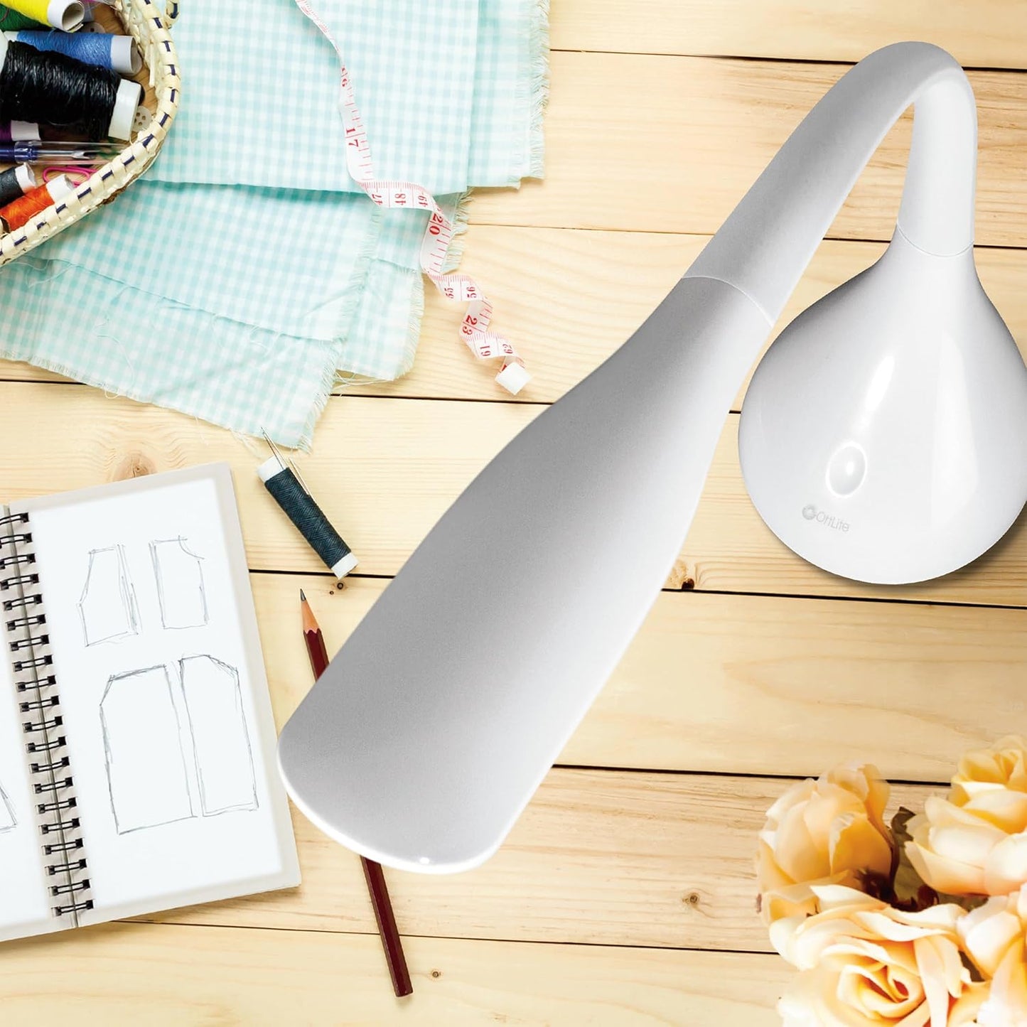 OttLite Creative Curves LED Desk Lamp with Adjustable Neck - Dimmable with 4 Brightness Settings & Energy Efficient Natural Daylight LEDs for Home Office, Computer Desk, & Dorms