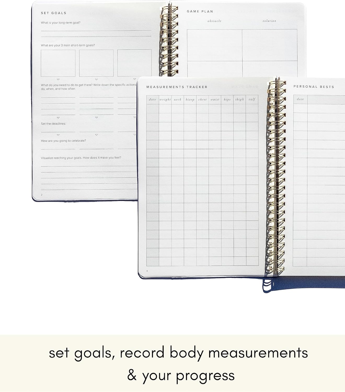 Kunitsa Co. Fitness Journal for Women - Track Workouts, Meals, and Weight Loss, Undated, Fits 120 Workouts, Dusty Blue, 6 x 8.5 Inches