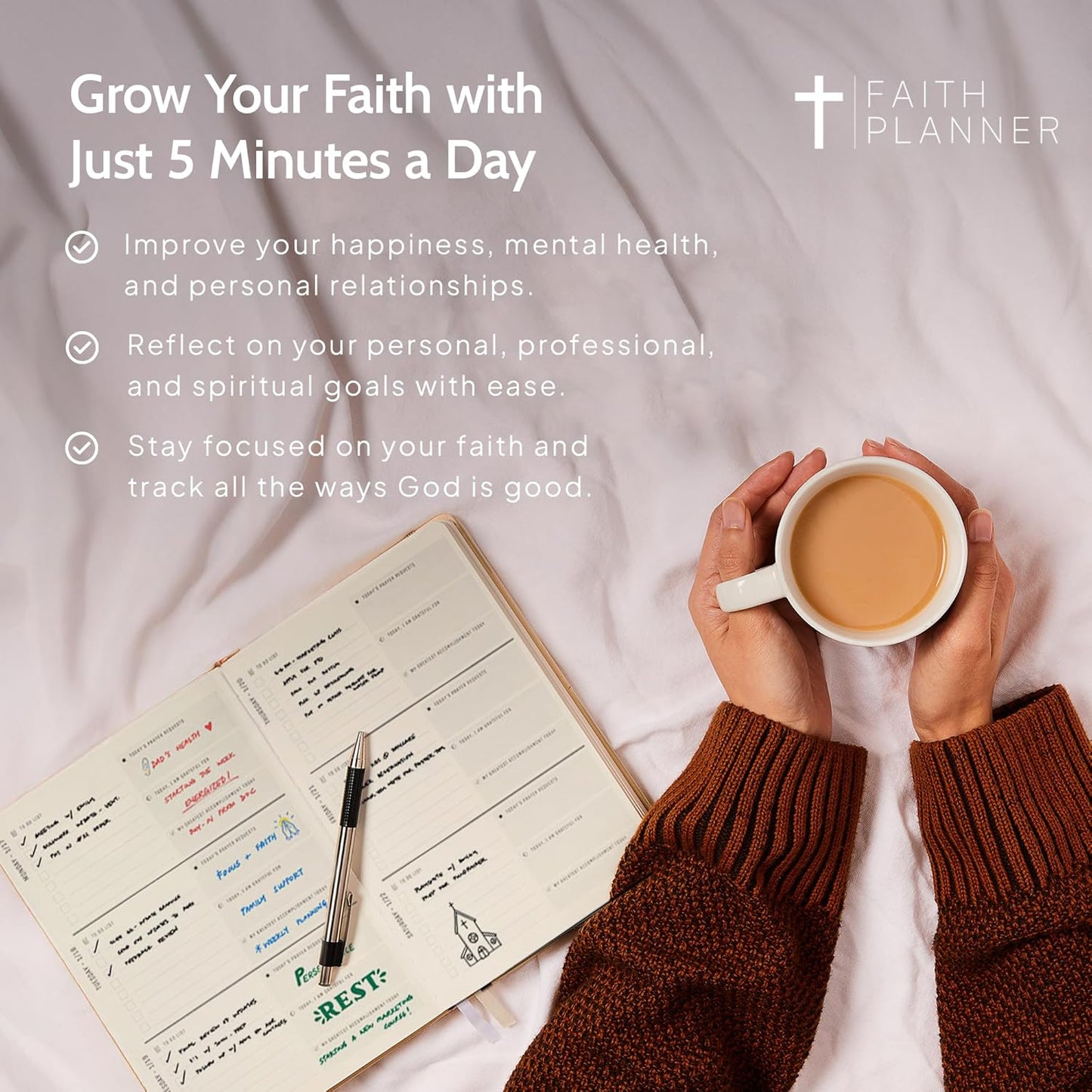 2026 Christian Planner & Prayer Journal | Strengthen Your Relationship with God and Better Navigate His Path for You | Daily Planner w/Bible Verses, Prayer Prompts, & Habit Tracking (White)