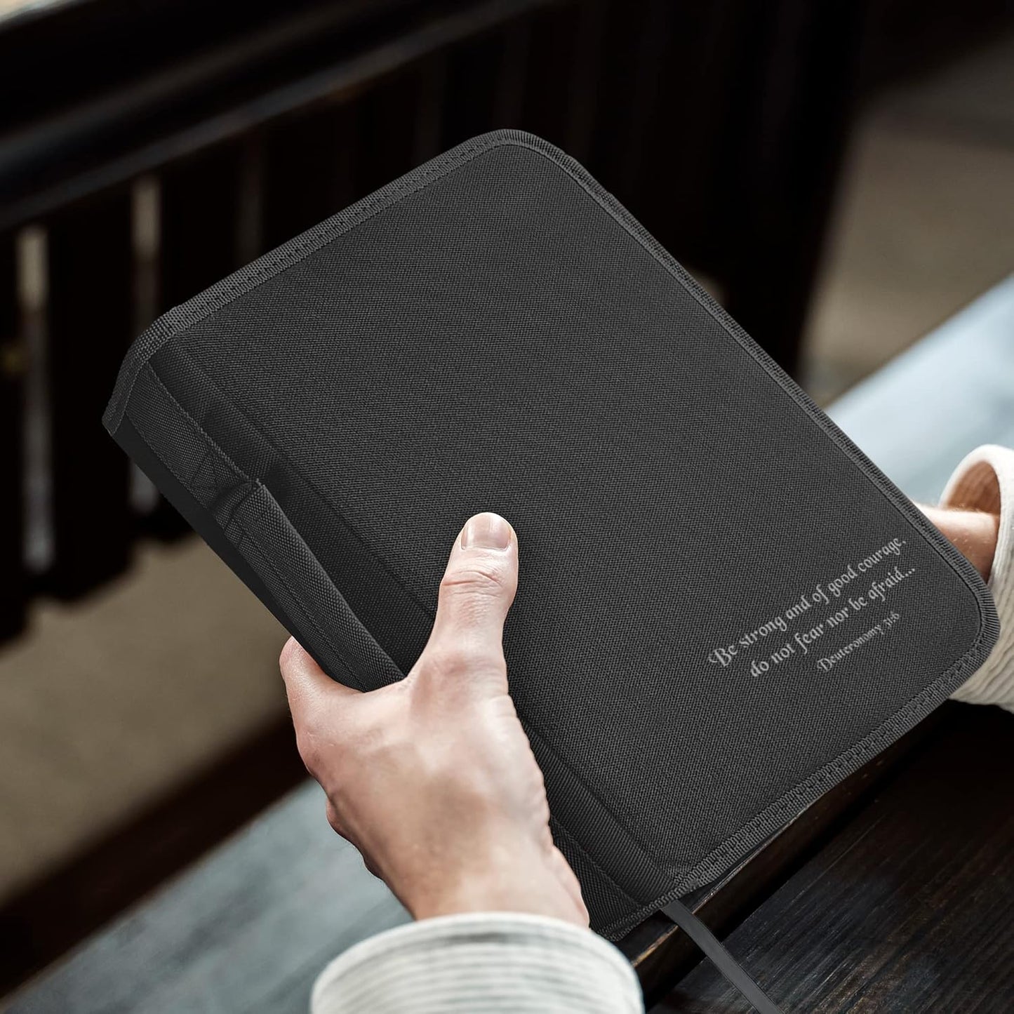 DEHITE Bible Cover Case for Men and Women — Bible Cover for Men and Women — Premium Bible Carrying Bag with Pen Slots — Available in Medium & Large Sizes