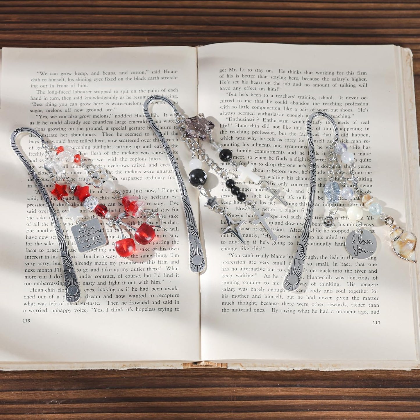 Cute Cherry Metal Bookmark - Charm Red Aesthetic Book Marks Gifts Unique Chain Page Maker Merch for Reading Lovers Women Girls Readers Bookish Students Teachers Birthday School Accessories