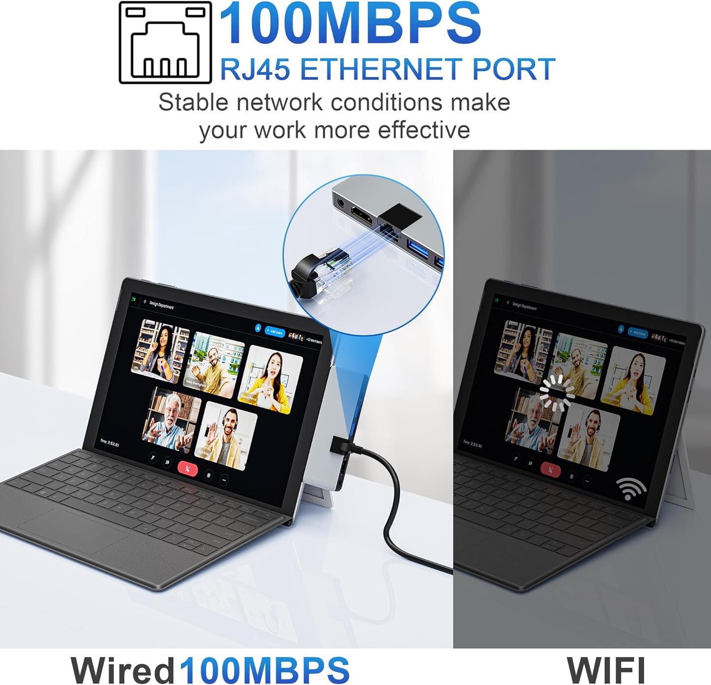 Surface Pro 12 2025 Hub USB C, Surface Pro 12 Hdmi Adapter with 4K HDMI, Thunerbolt 4 (8K Video+Data+100W PD), 2*USB 3.0, 3.5mm Audio, 1 * 100M Ethernet、SD/TF, Hub for Surface Pro 12 inch (2025)
