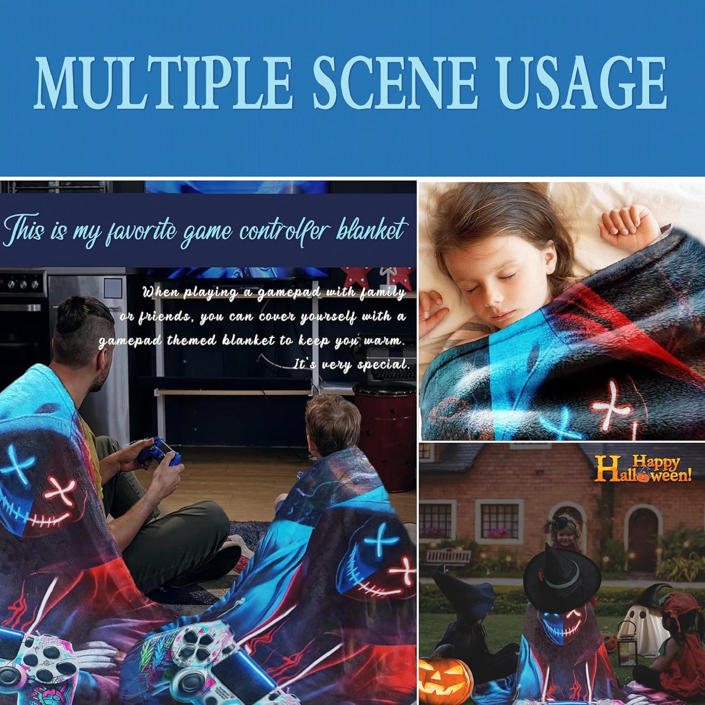 Gaming Throw Blanket, Boys Girls Gaming Blankets, Gaming Blanket for Boys Gifts for The Ultimat Gaming for Kids Teens Son Husbands Men Boyfriends Sofa Bedroom 60 X 50